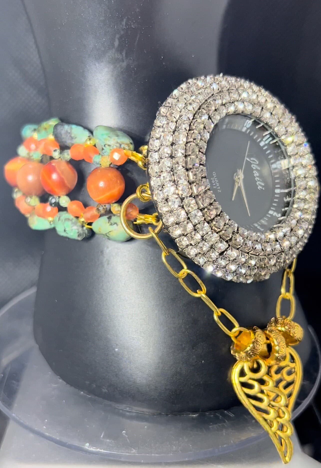 turquoise and tiger eye gemstones watch bracelet edelsteine Uhrchen watch strap
