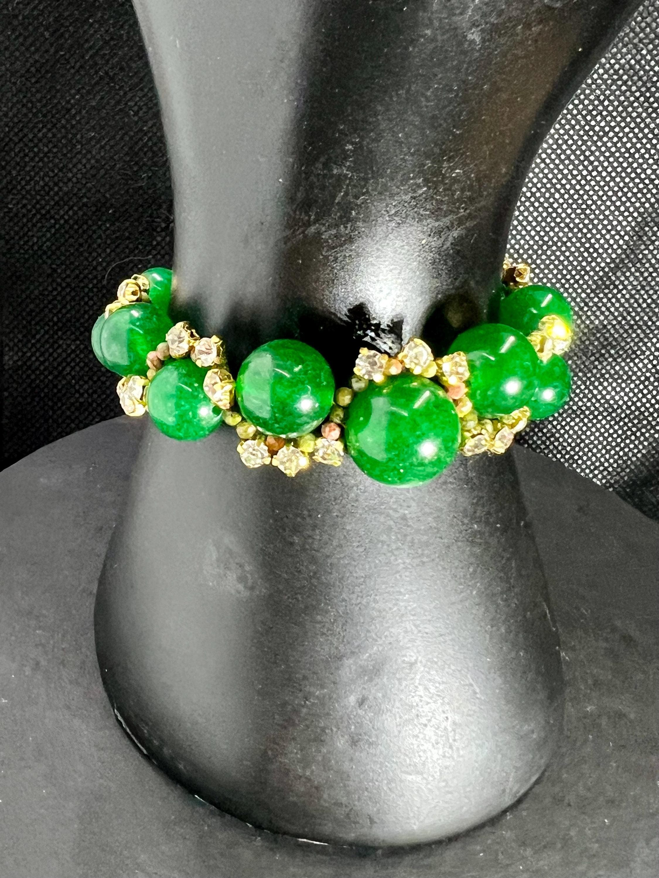 Natural Jade Bracelet, Gold Plated Clasp, Positive Energy, Bling Bling style