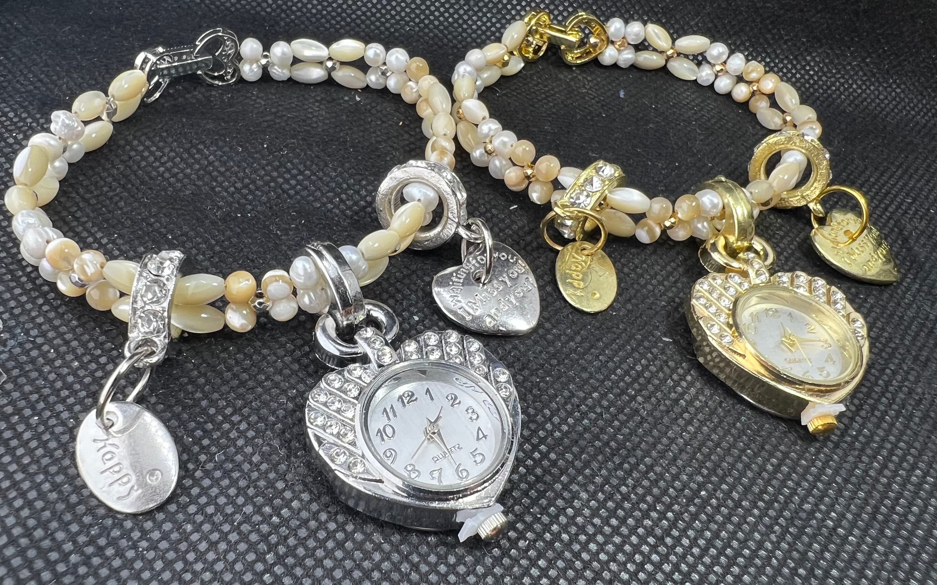 mother of pearls and pearls gemstones watch bracelet edelsteine Uhrchen watch strap