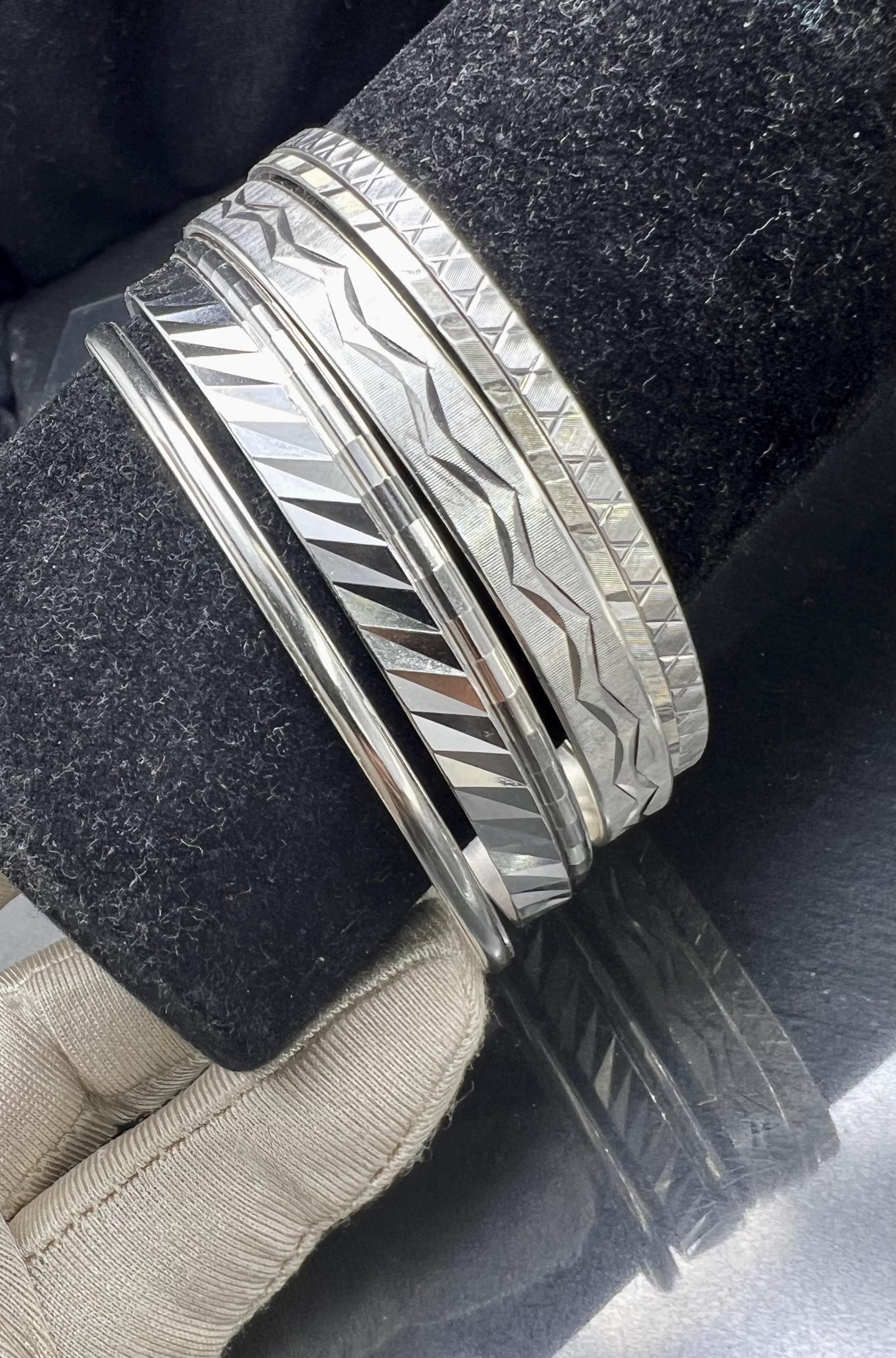 6 Bangles circular vintage '60 Jewellery, 835 silver, solid - image 3