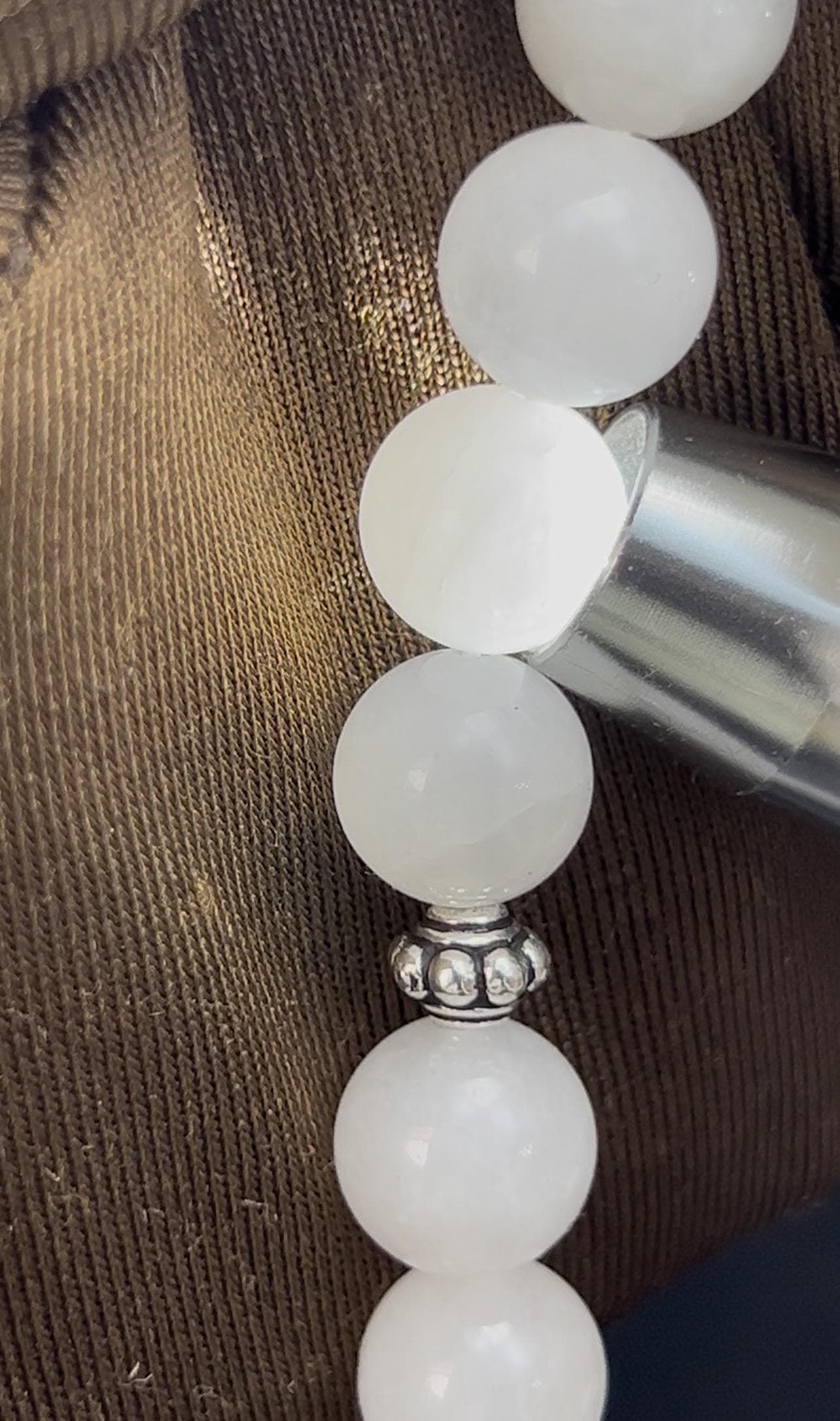 White Jade Tasbih, 925 Sterling Silver Tassel. Elegant prayer beads made of natural stone, perfect for meditation, energy balance, or as a thoughtful Islamic gift. Featuring artisan filigree crafted silver details