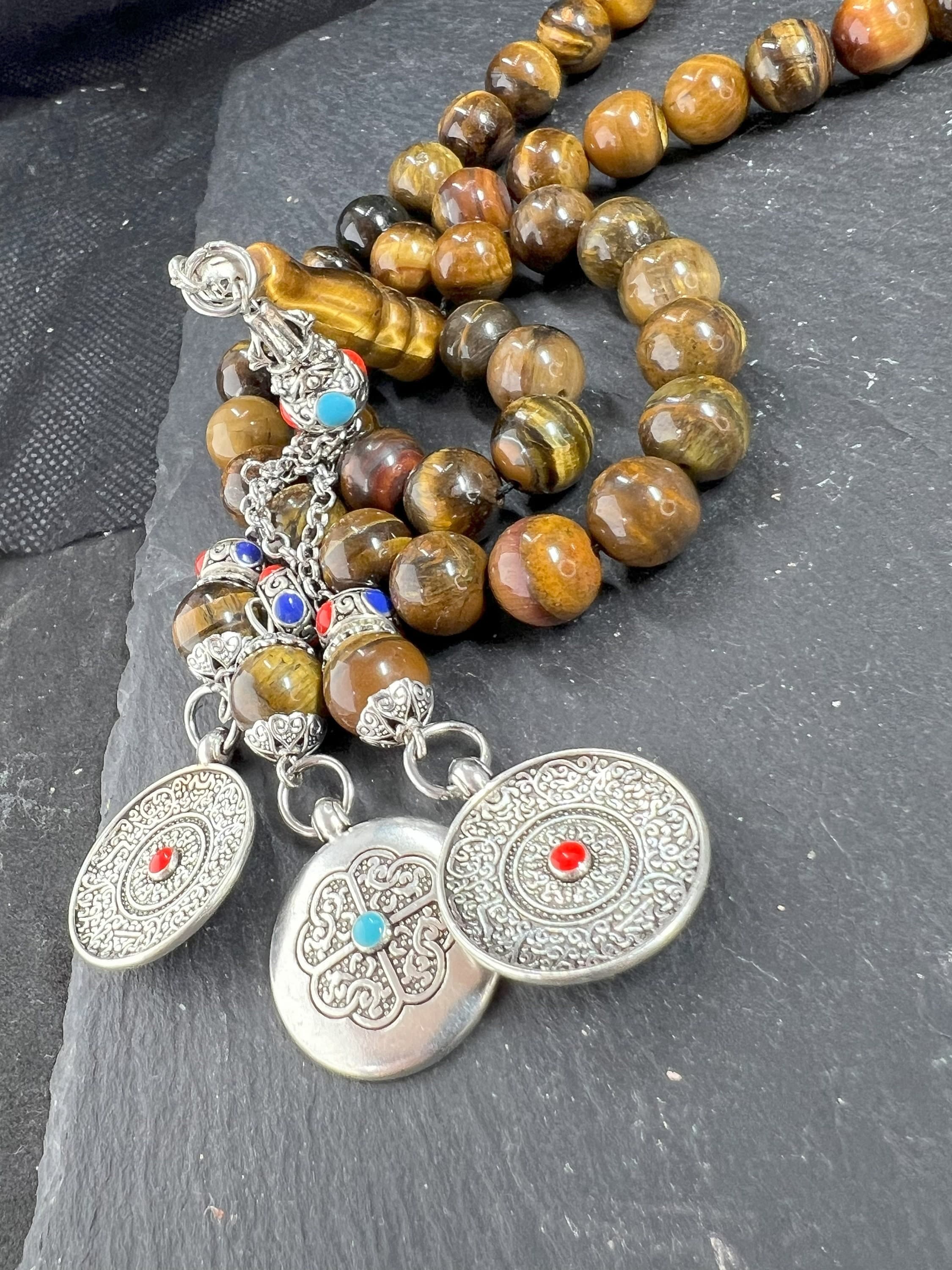 Tiger Eye Tasbih: Natural Gemstone Islamic Prayer Beads