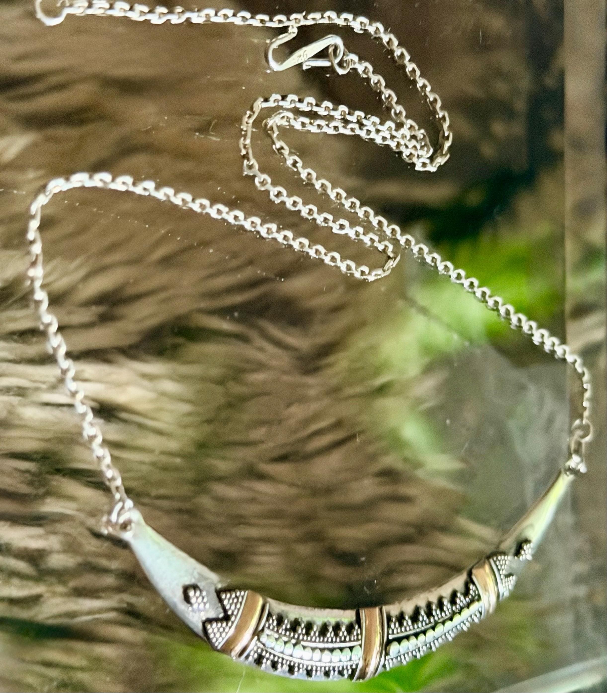 Vintage handmade bicolour chocker, 925 Sterling silver, partially gold plated necklace
