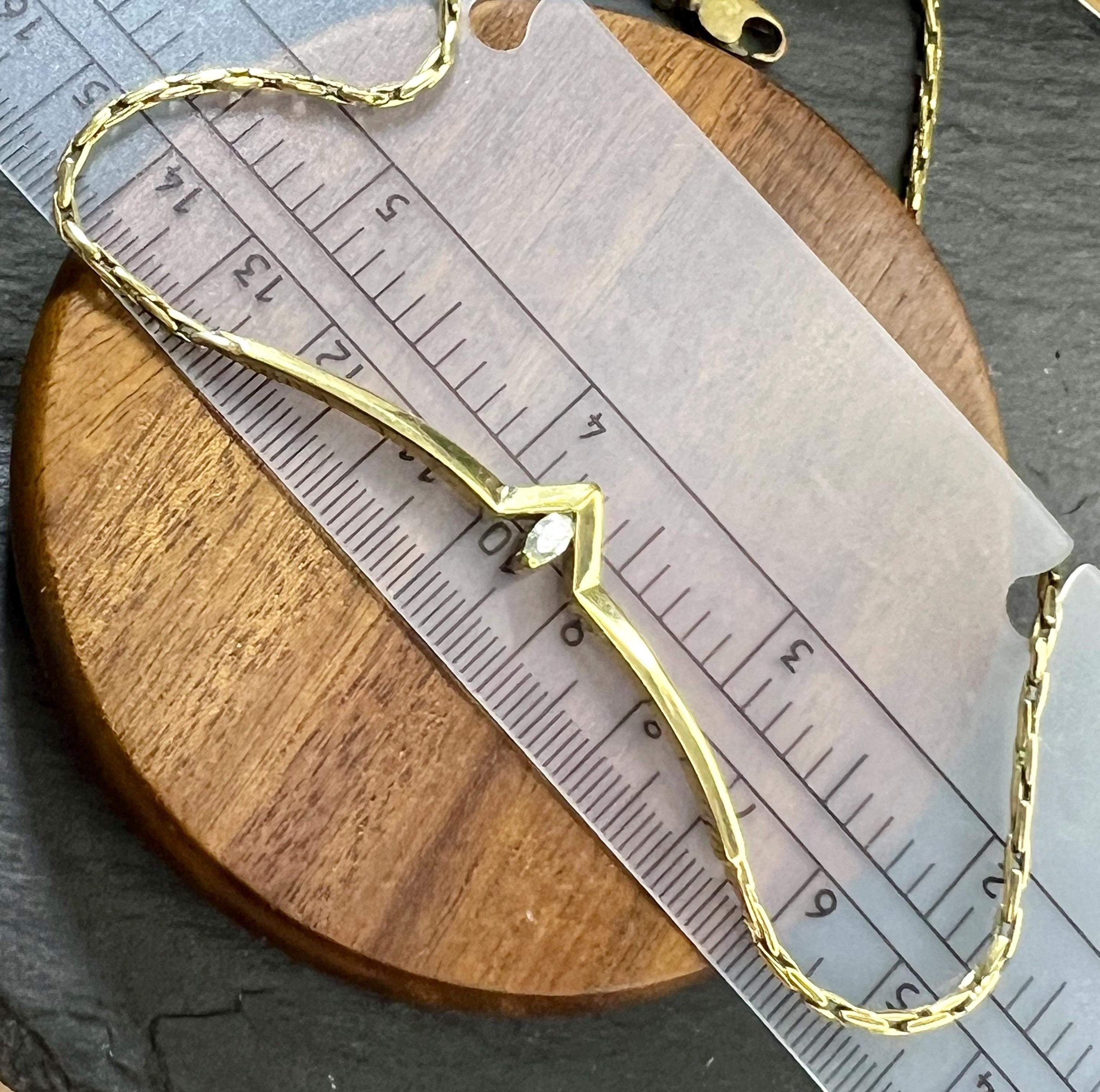 Vintage Pierre Lang Necklace, Gold-Plated, PL Hallmark, Elegant Designer Collier, on a ruler