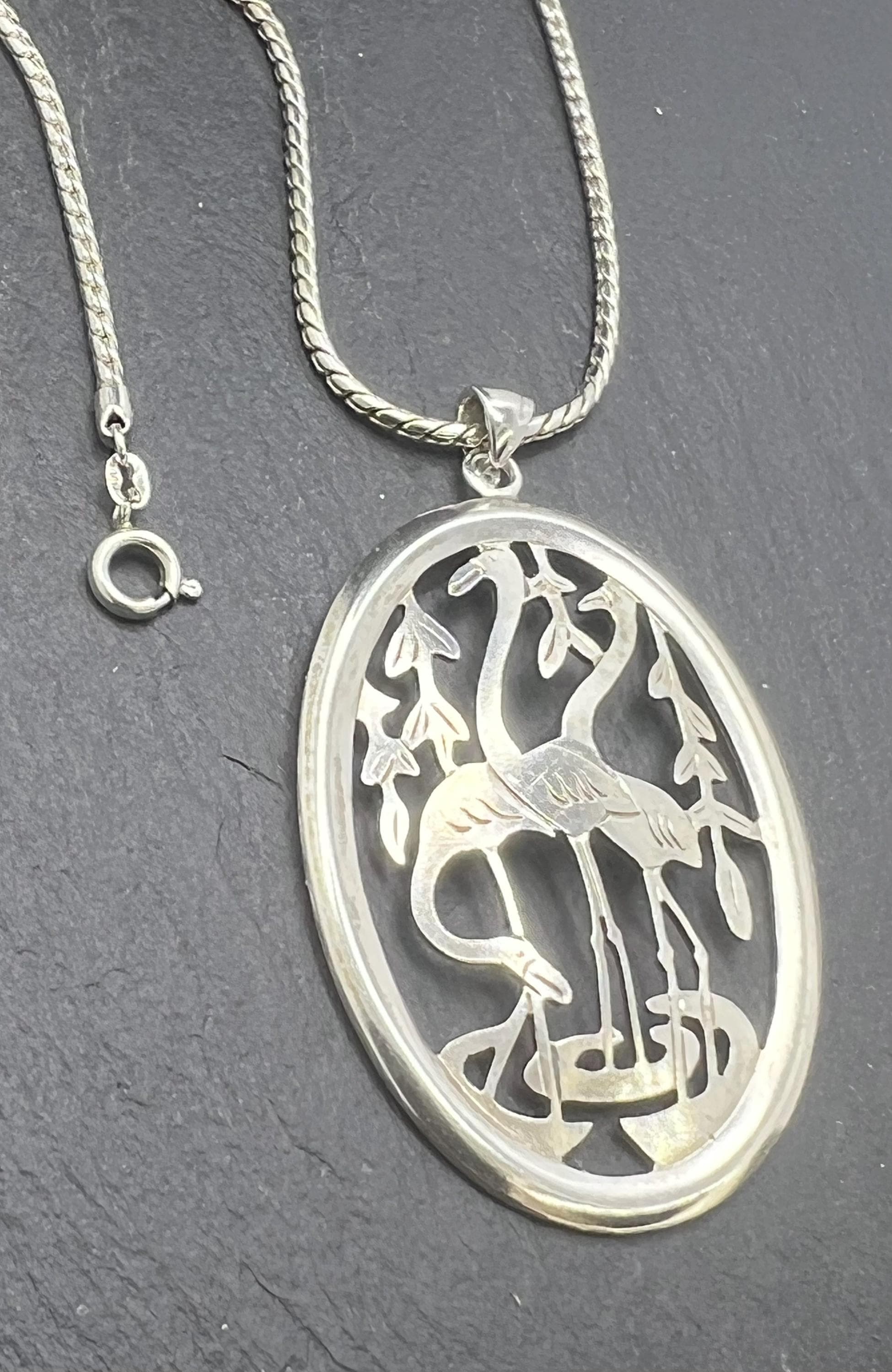 Three Storks Necklace, Vintage 800 Silver, Family Gifts, Handcrafted