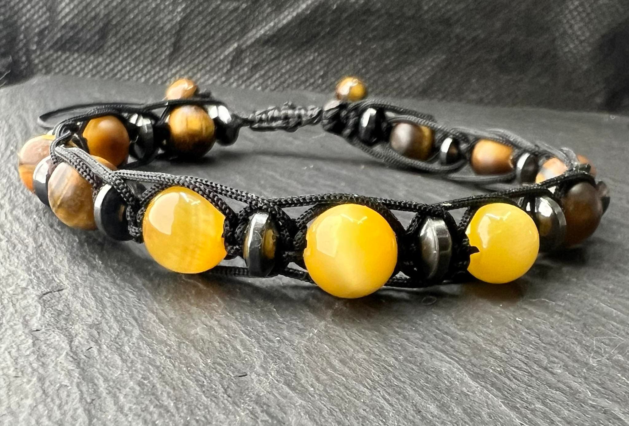 tiger eye tigerauge männer armband bracelet golden macreme coffee حظاظة عين النمر الذهبي