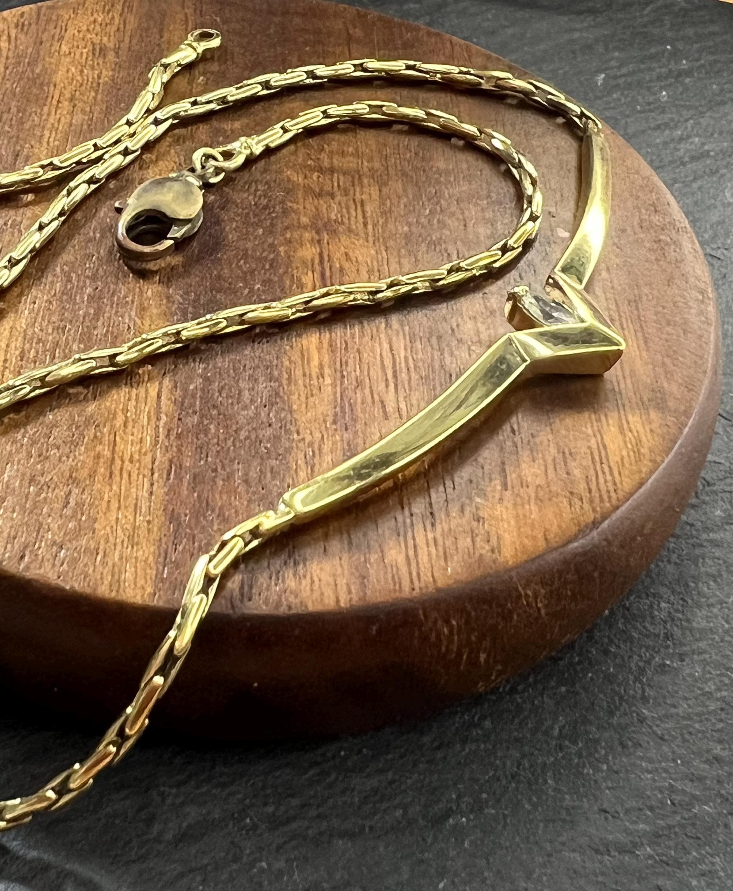 Vintage Pierre Lang Necklace, Gold-Plated, PL Hallmark, Elegant Designer Collier, side look