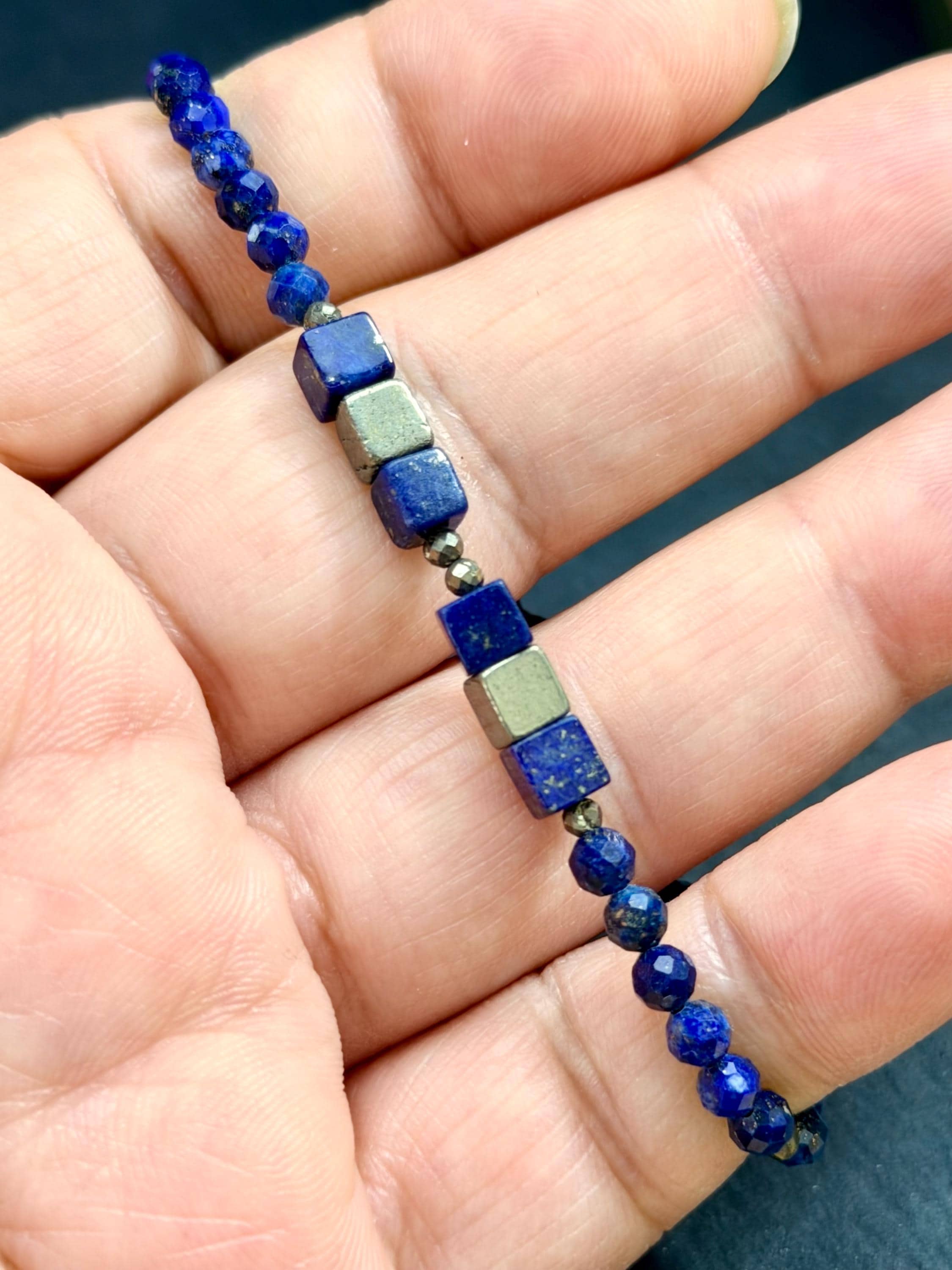 Pakistani Lapis Lazuli Natural Gemstone, Bronze Pyrite, Blue and bronze Bracelet, for Third Eye Chakra detox energy