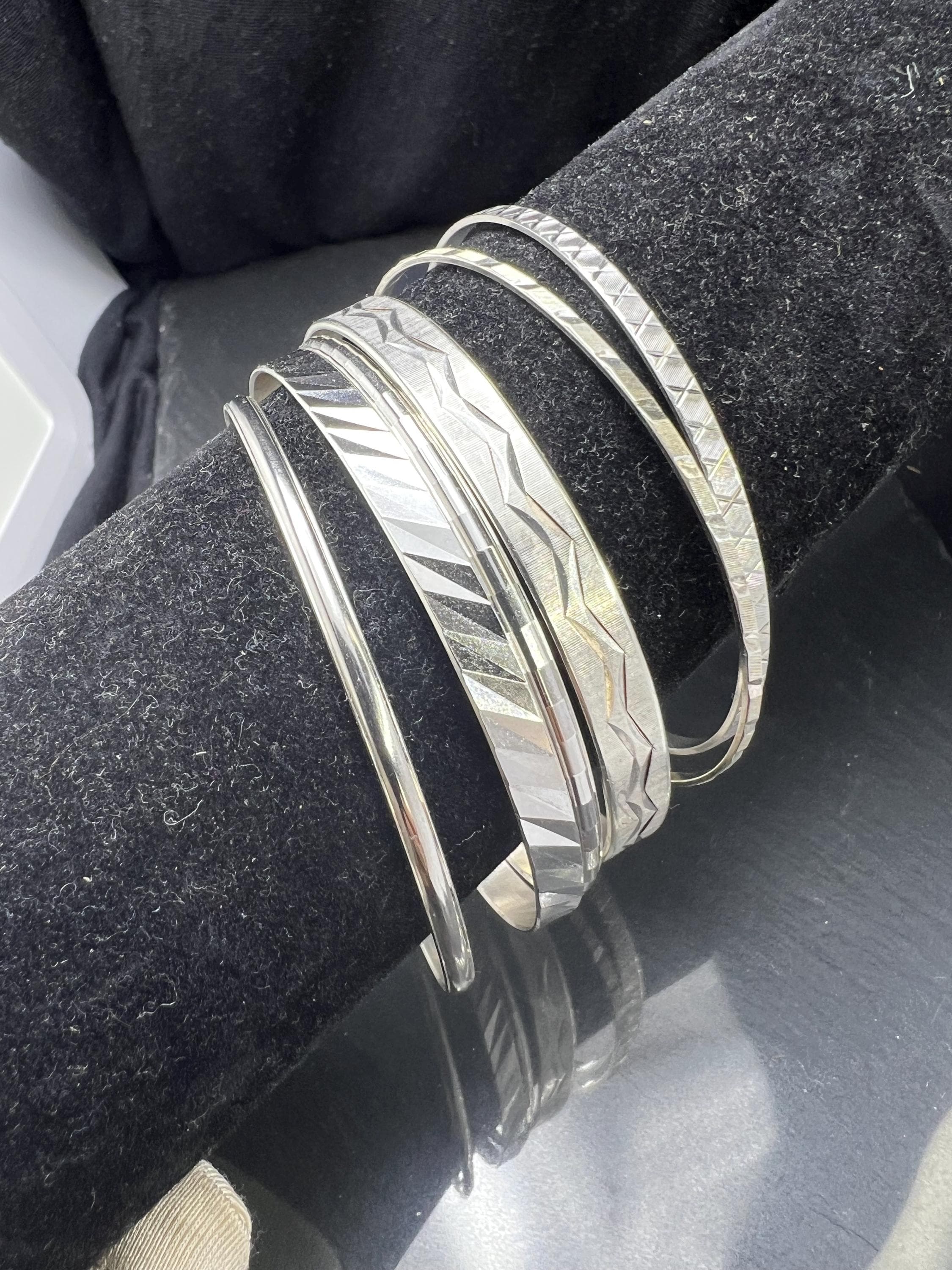 6 Bangles circular vintage '60 Jewellery, 835 silver, solid - image 5