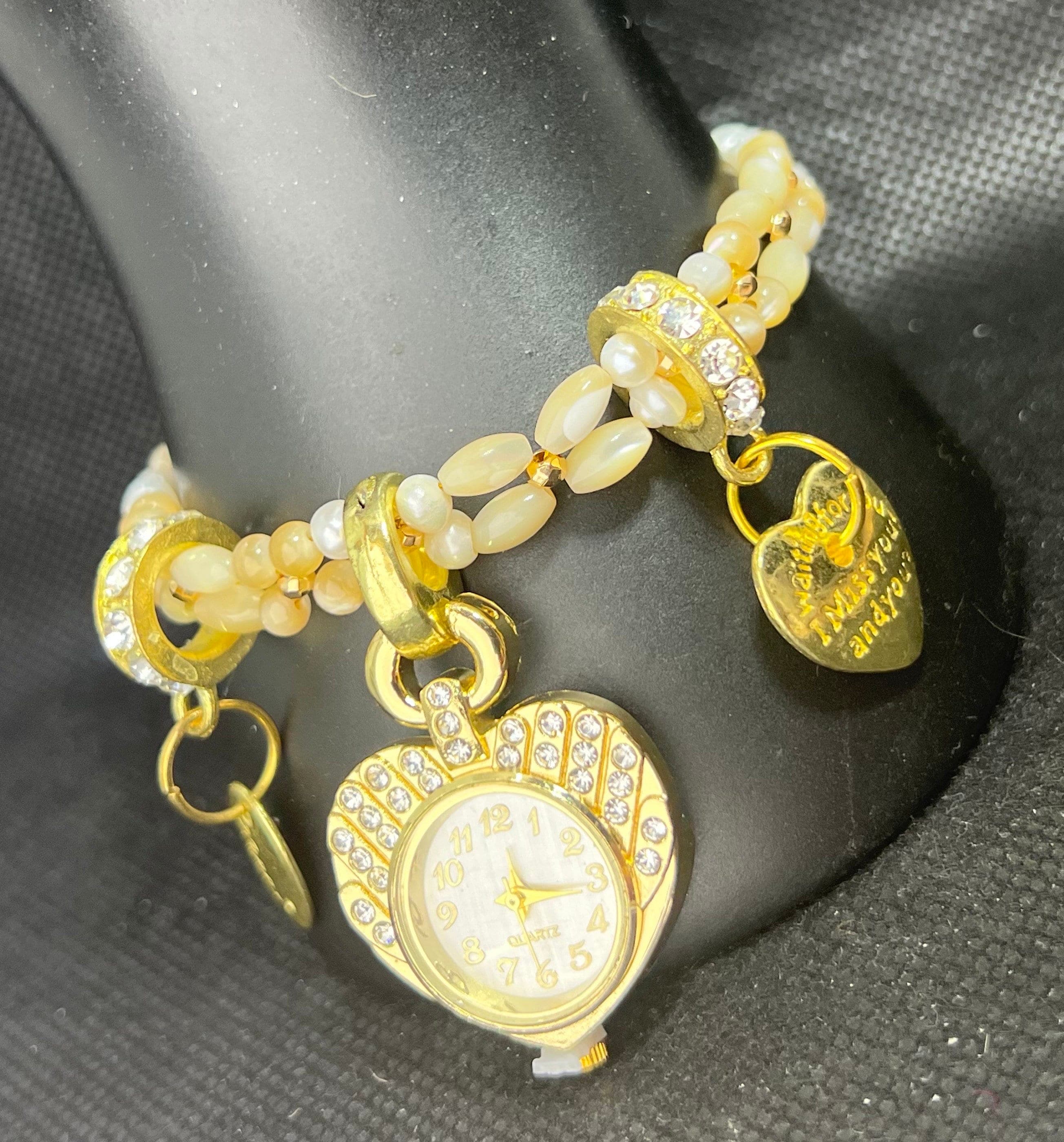 mother of pearls and pearls gemstones watch bracelet edelsteine Uhrchen watch strap