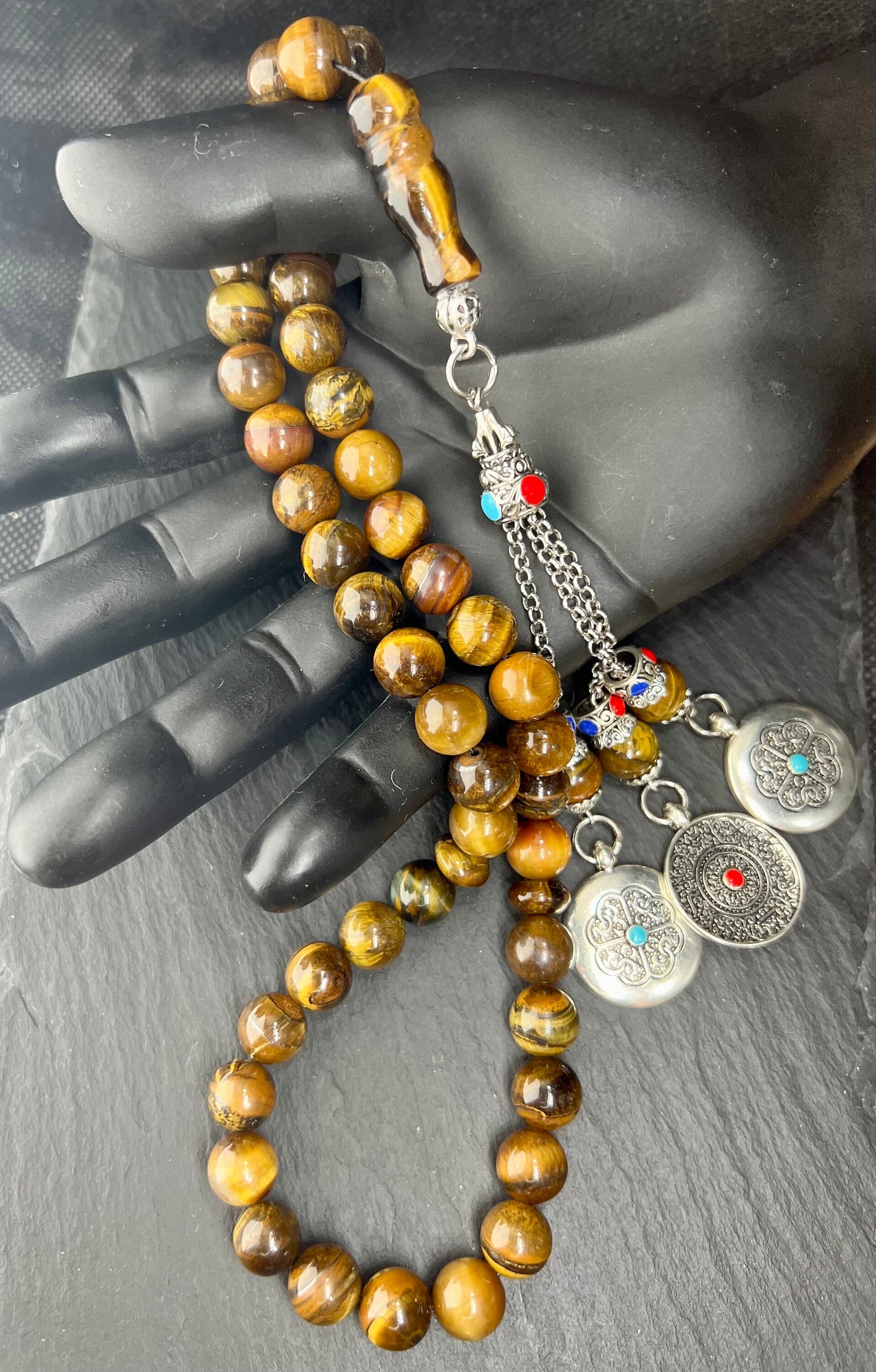 Tiger Eye Tasbih: Natural Gemstone Islamic Prayer Beads