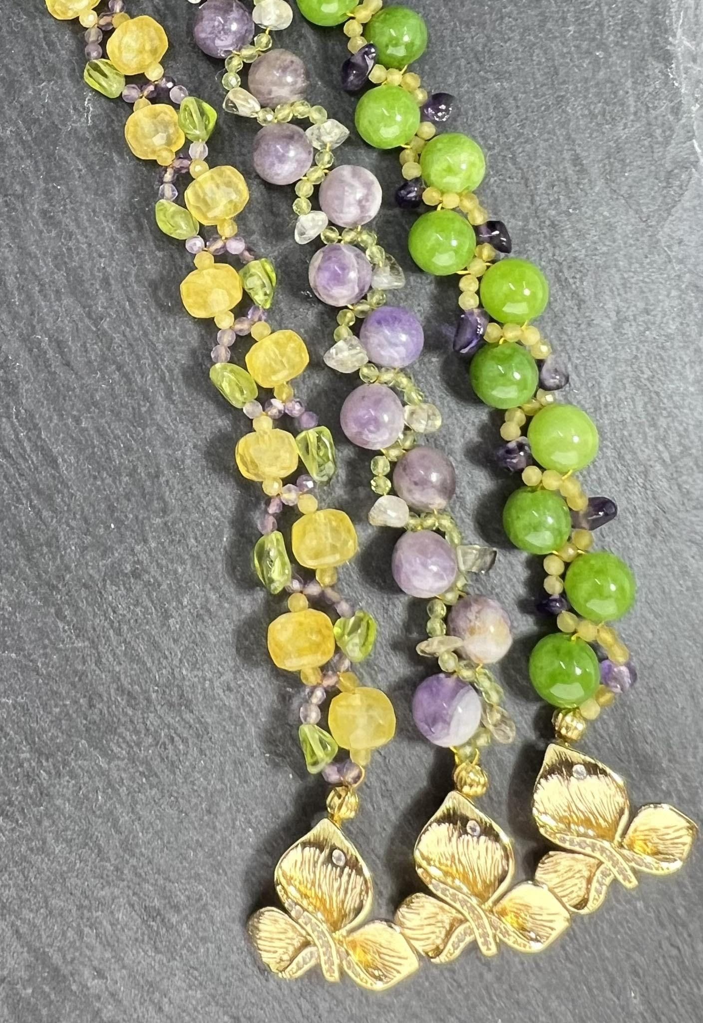Peridot Amethyst Citrine Bracelet: Gold Plated natural Gemstone Jewellery