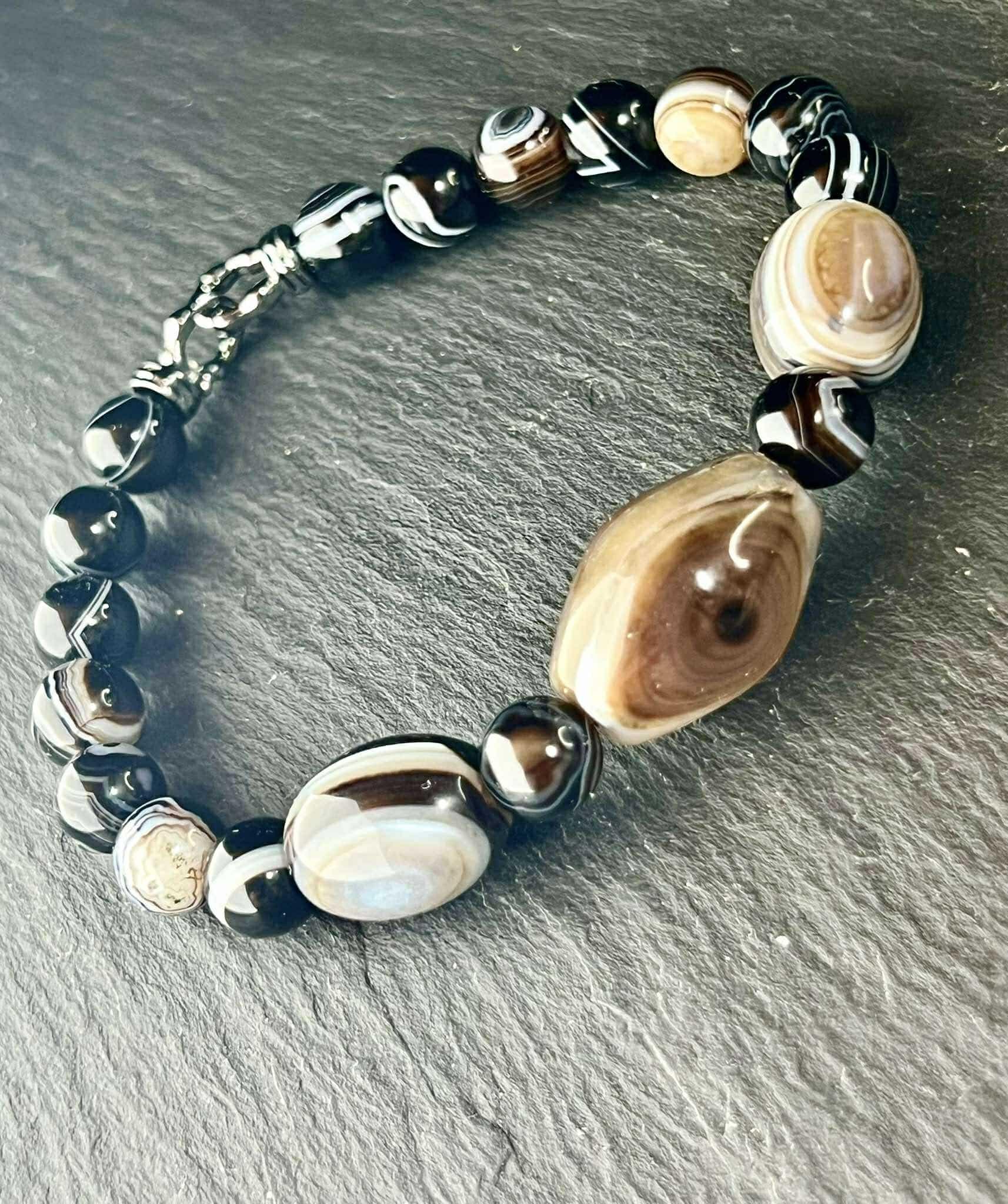 Black Sulemany Agate Bracelet: Natural Gemstone AKIK, Root Chakra Energy - image 5