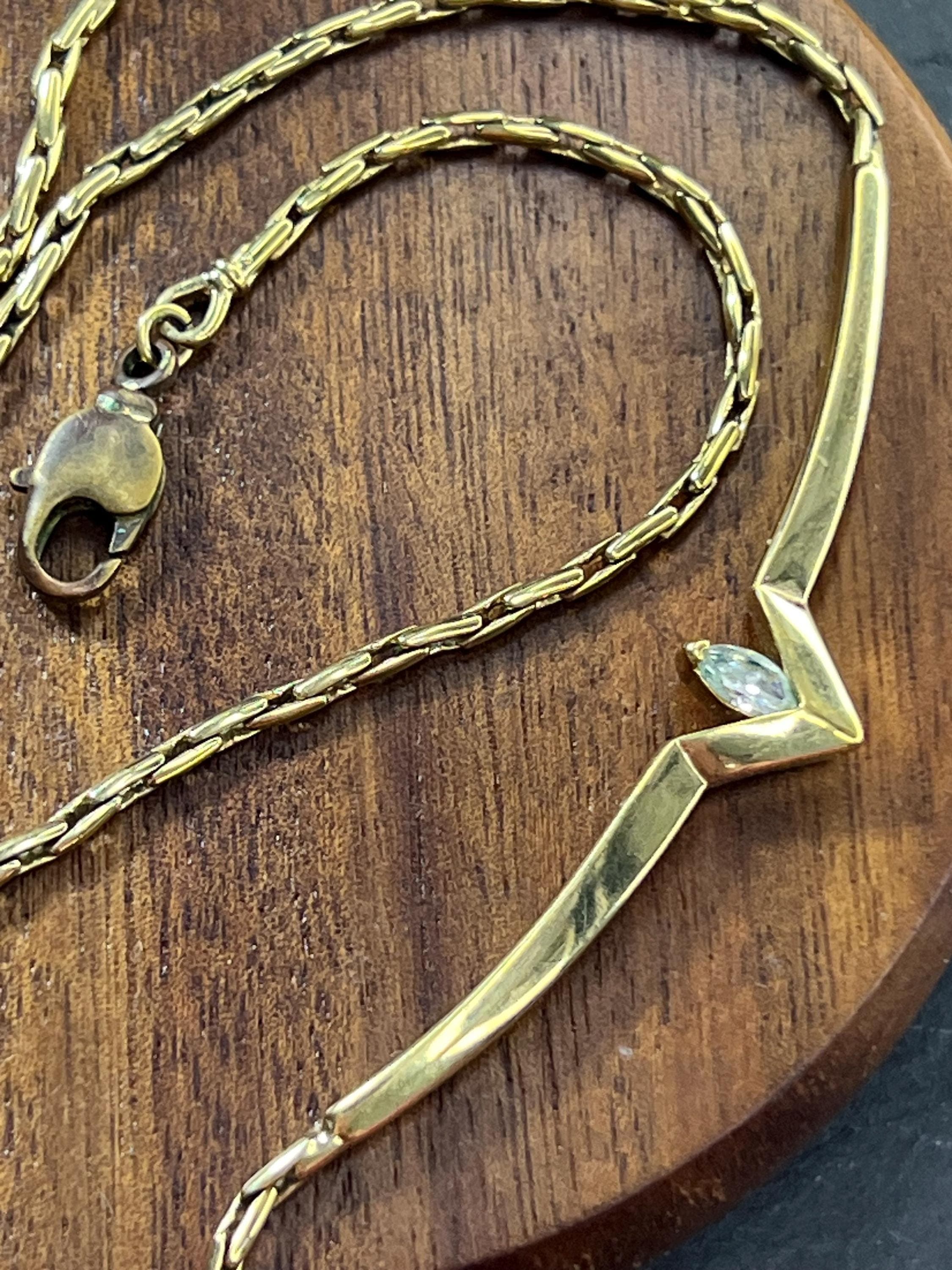 Vintage Pierre Lang Necklace, Gold-Plated, PL Hallmark, Elegant Designer Collier. close up