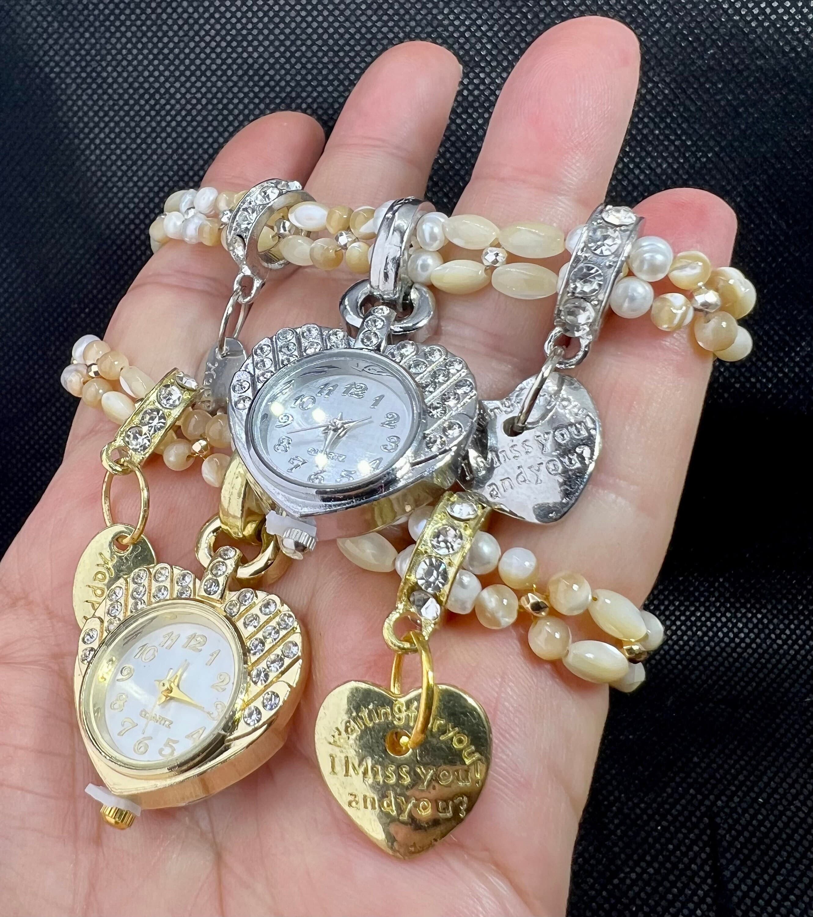 Watch Bracelet, natural Mother of Pearls, Ramadan Eid Easter, HEART & CROWN chakra meditation energy