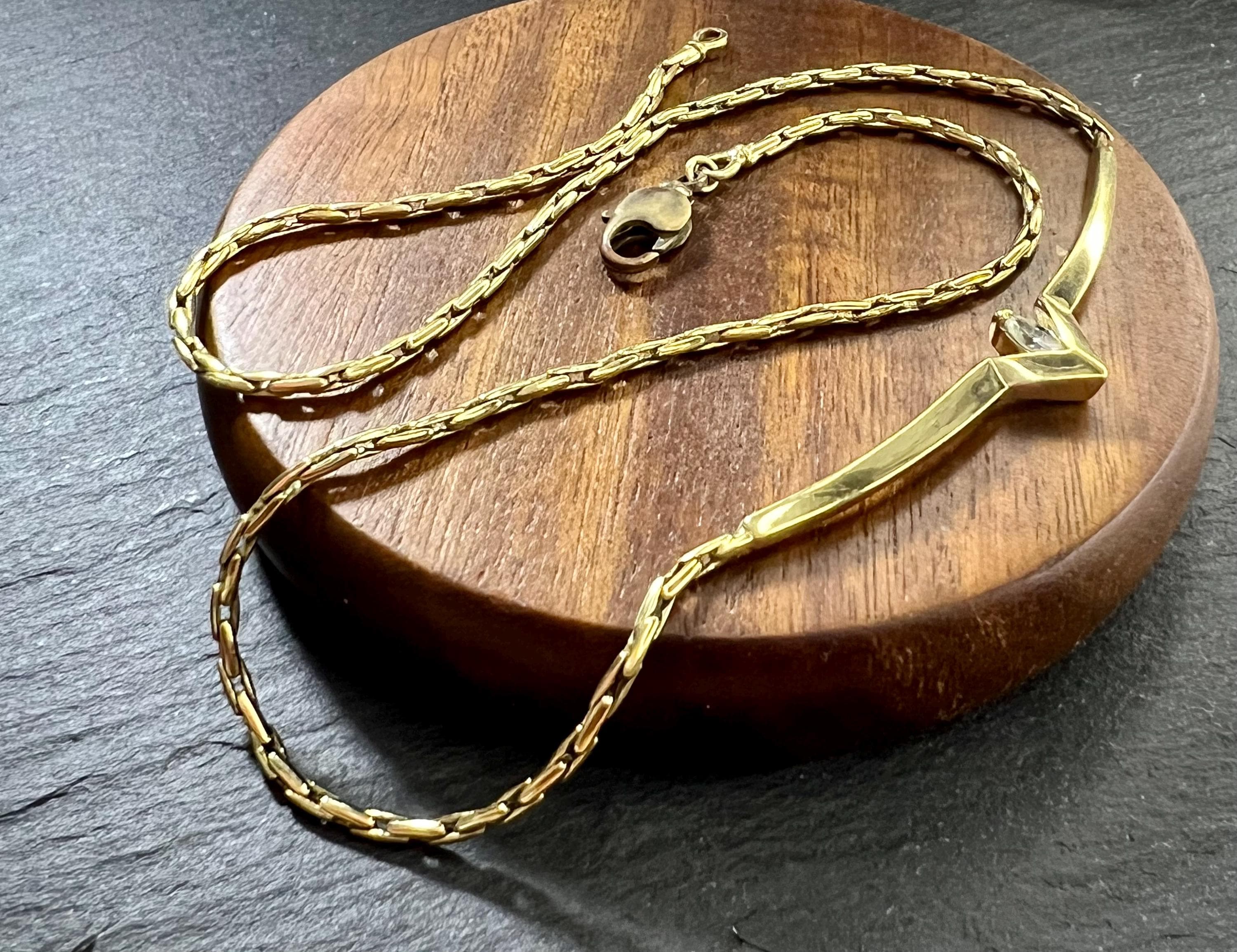 Vintage Pierre Lang Necklace, Gold Plated, PL Hallmark, Elegant Designer Collier, ca. 1990s