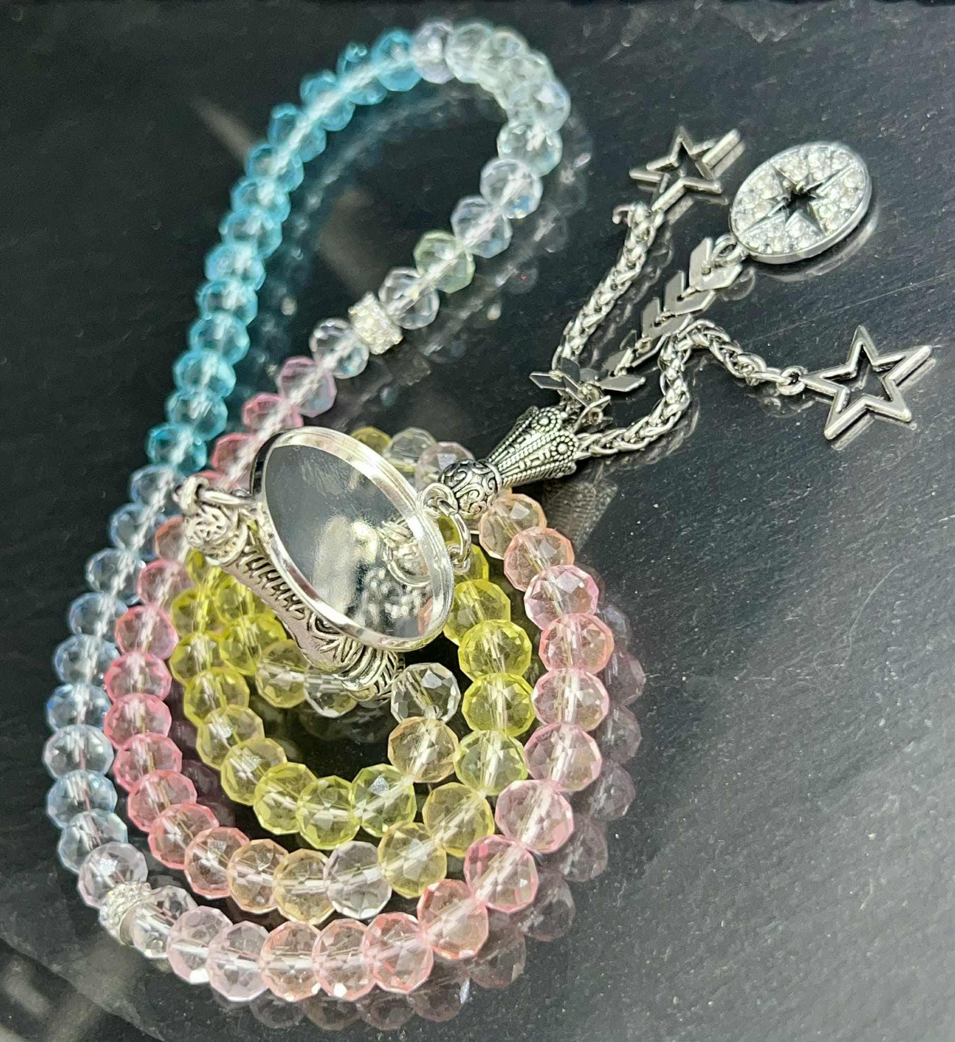 Personalized Tasbih with Photo pendant, Crystal Beads Prayer Beads Gift in Ramadan & Eid