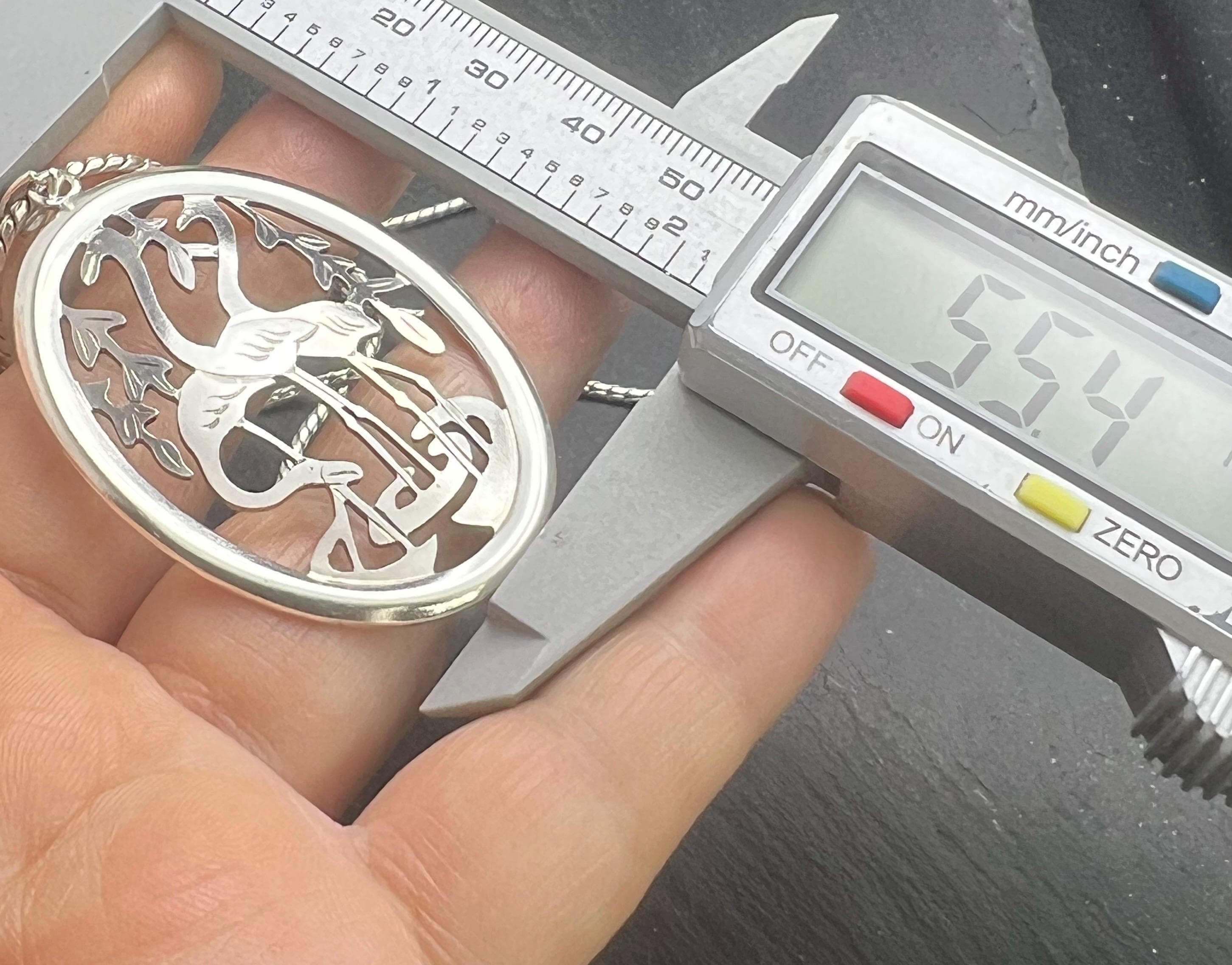 Drei Störche Halskette Vintage 800er Silber Familie Geschenke Handarbeit Halskette