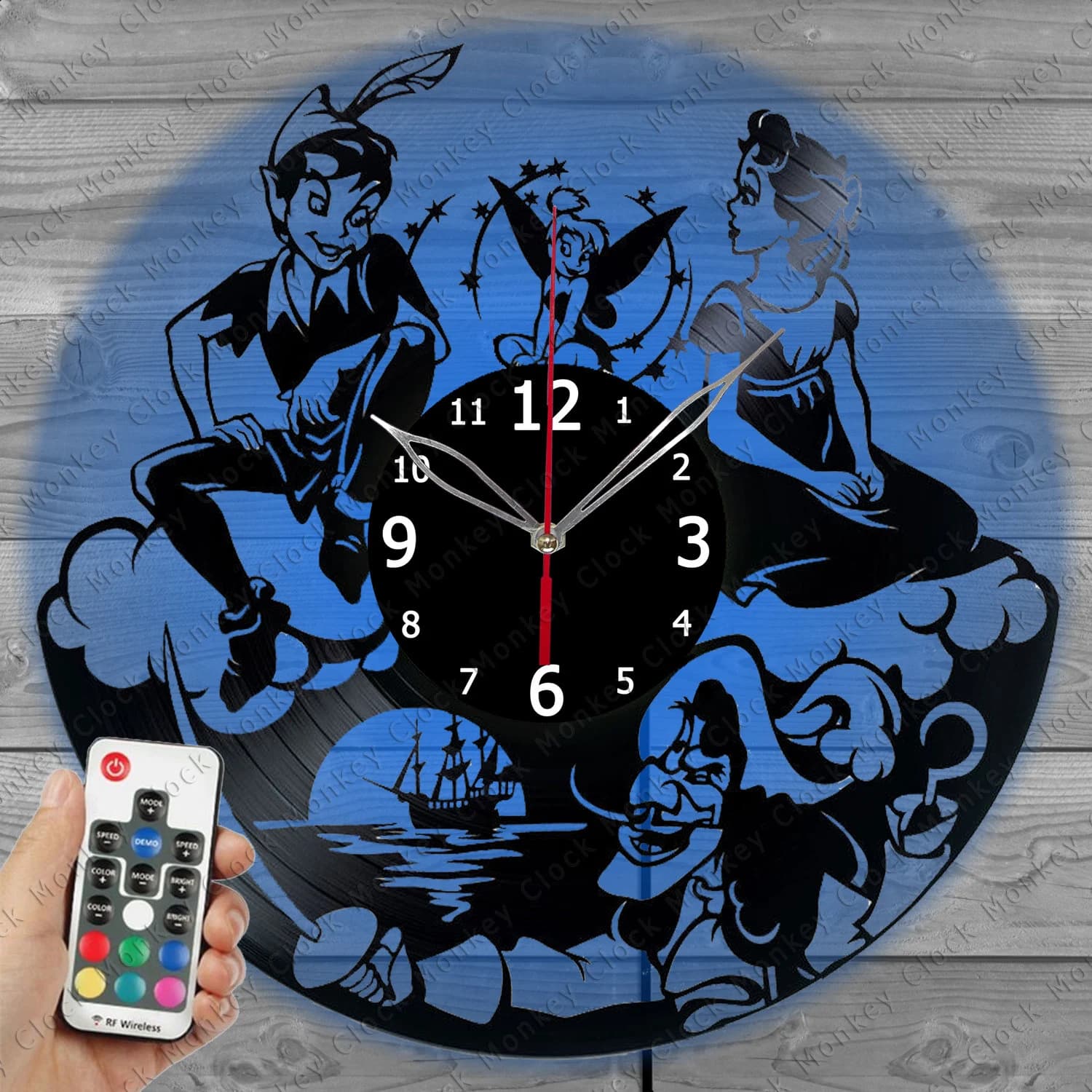 Fairy Tale Clock with LED Light Vinyl Clock Art Home Decor Wall Clock Custom Order Vinyl Record Wall Clock Personalized Design