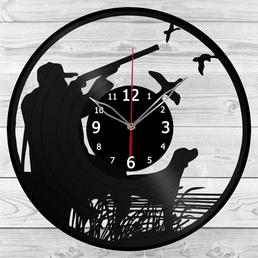Duck Hunting Clock with LED Light Vinyl Clock Decor Wall Clock Custom Order Vinyl Record Wall Clock Personalized Design Gift for him and his - image 2