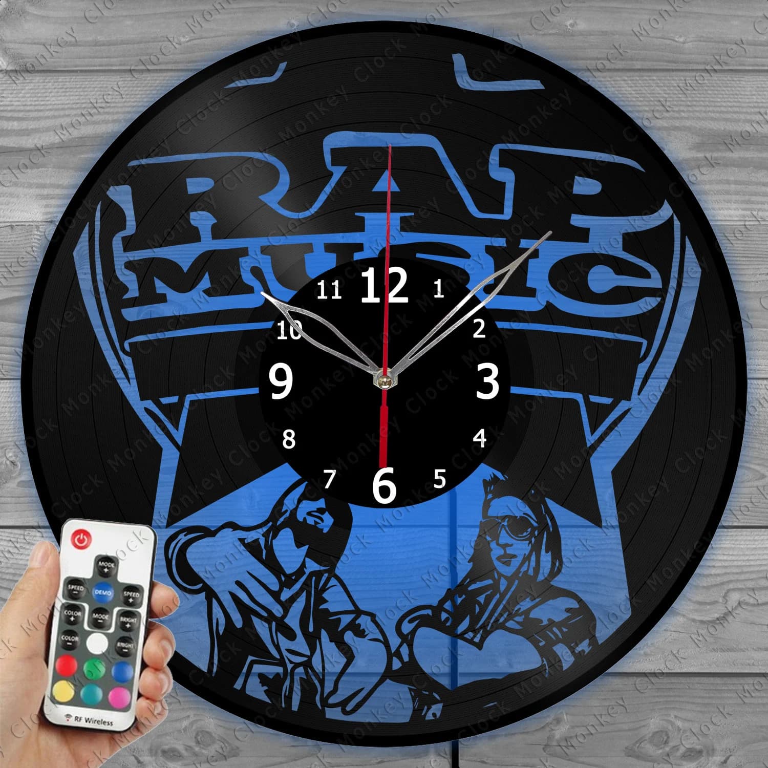 Rap Music Clock with LED Light Vinyl Clock Art Decor Wall Clock Custom Order Vinyl Record Wall Clock Personalized Design Gift for him & his