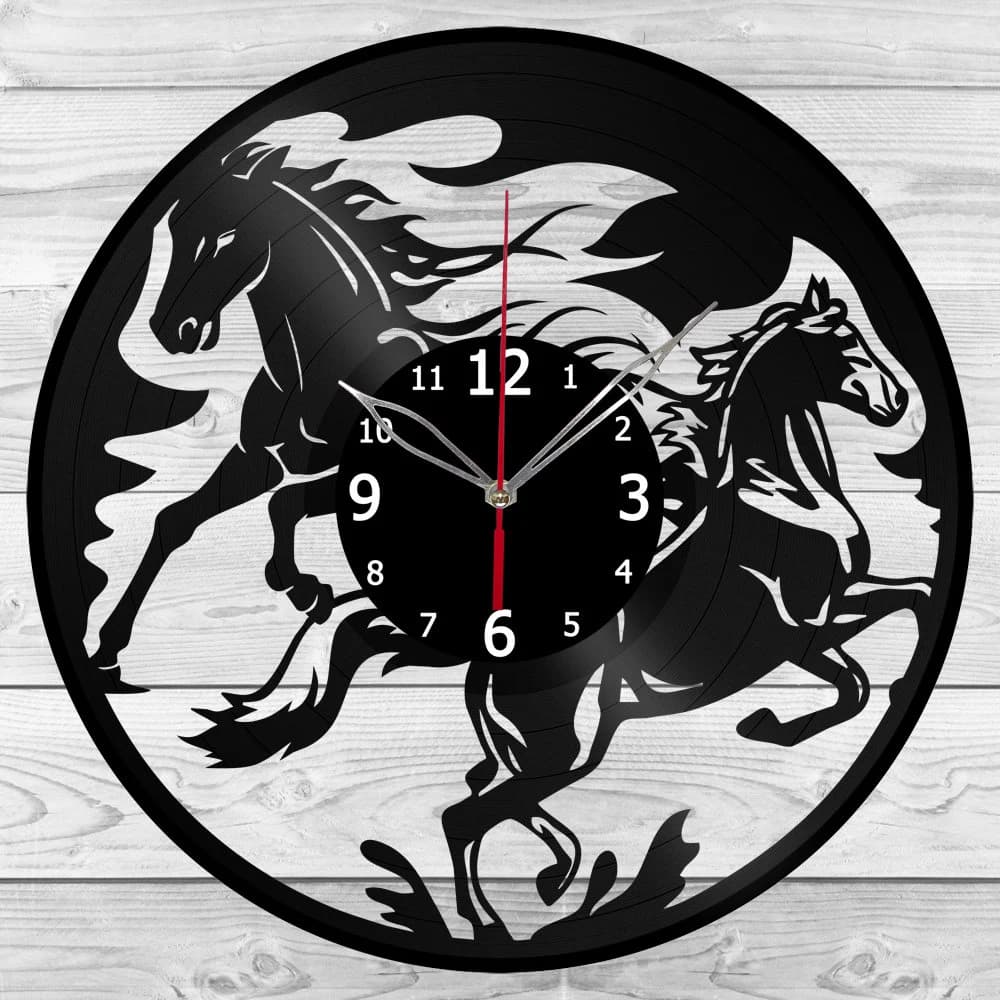 Horse Clock with LED Light Vinyl Clock Art Home Decor Wall Clock Custom Order Vinyl Record Wall Clock Personalized Design gift for him & his - image 5