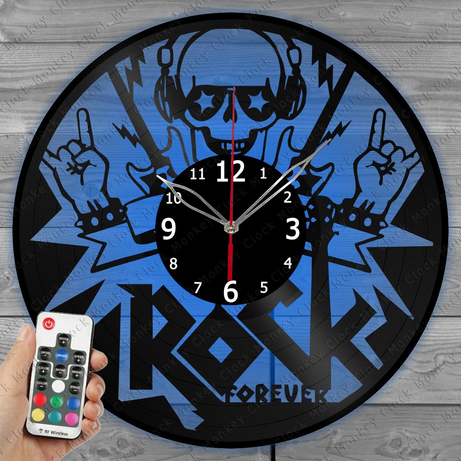 Rock Music Clock with LED Light Vinyl Clock Art Decor Wall Clock Custom Order Vinyl Record Wall Clock Personalized Design Gift for him & his