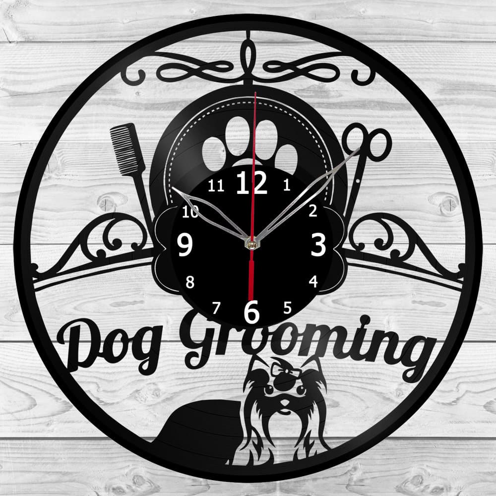 Grooming salon Clock with LED Light Vinyl Clock Dog Wall Clock Custom Order Vinyl Record Wall Clock Personalized Design Gift for him and his - image 4