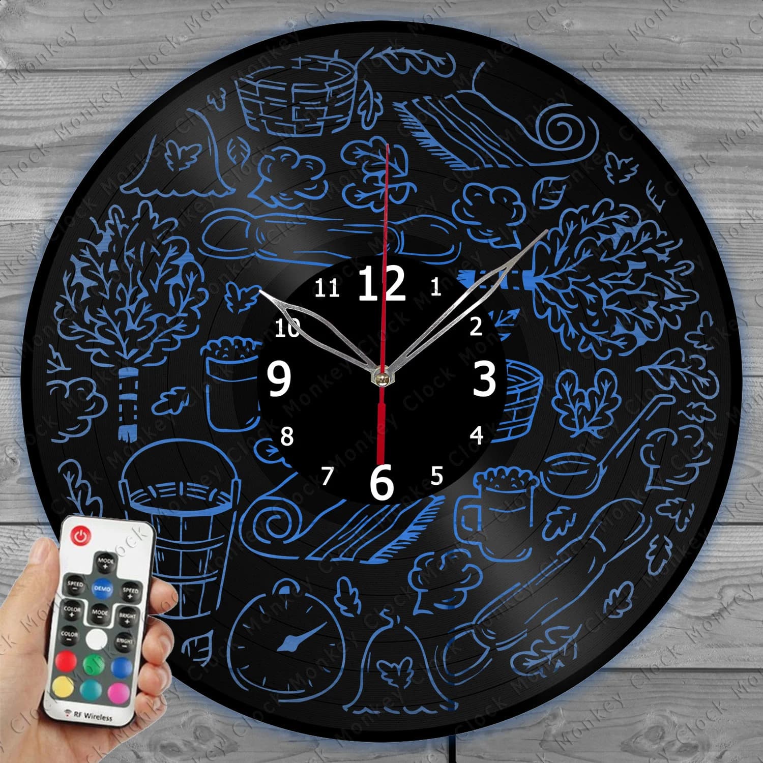 Sauna Clock with LED Light Vinyl Clock Art Home Decor Wall Clock Custom Order Vinyl Record Wall Clock Personalized Design