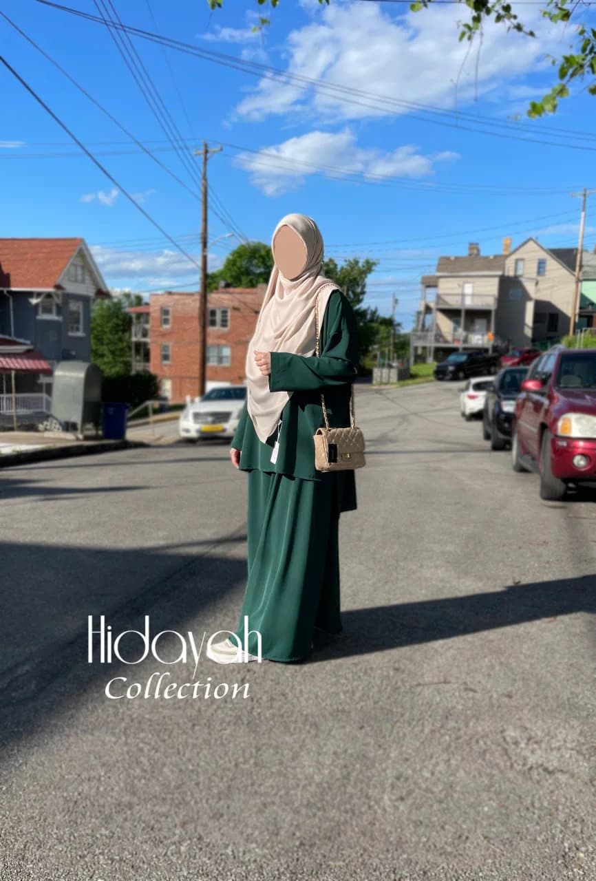 Modest Elegant Suit Abaya  Muslim Clothes Hidjab  Women Tunic Long Dress