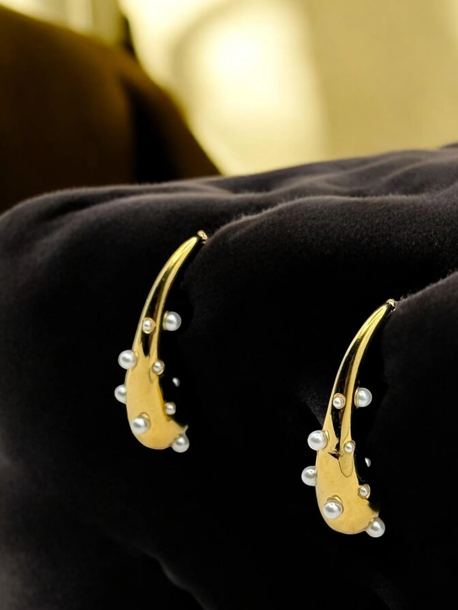 Pearl Drop Earrings: Gold Plated, Non Tarnish, Sensitive Skin-Friendly - image 4