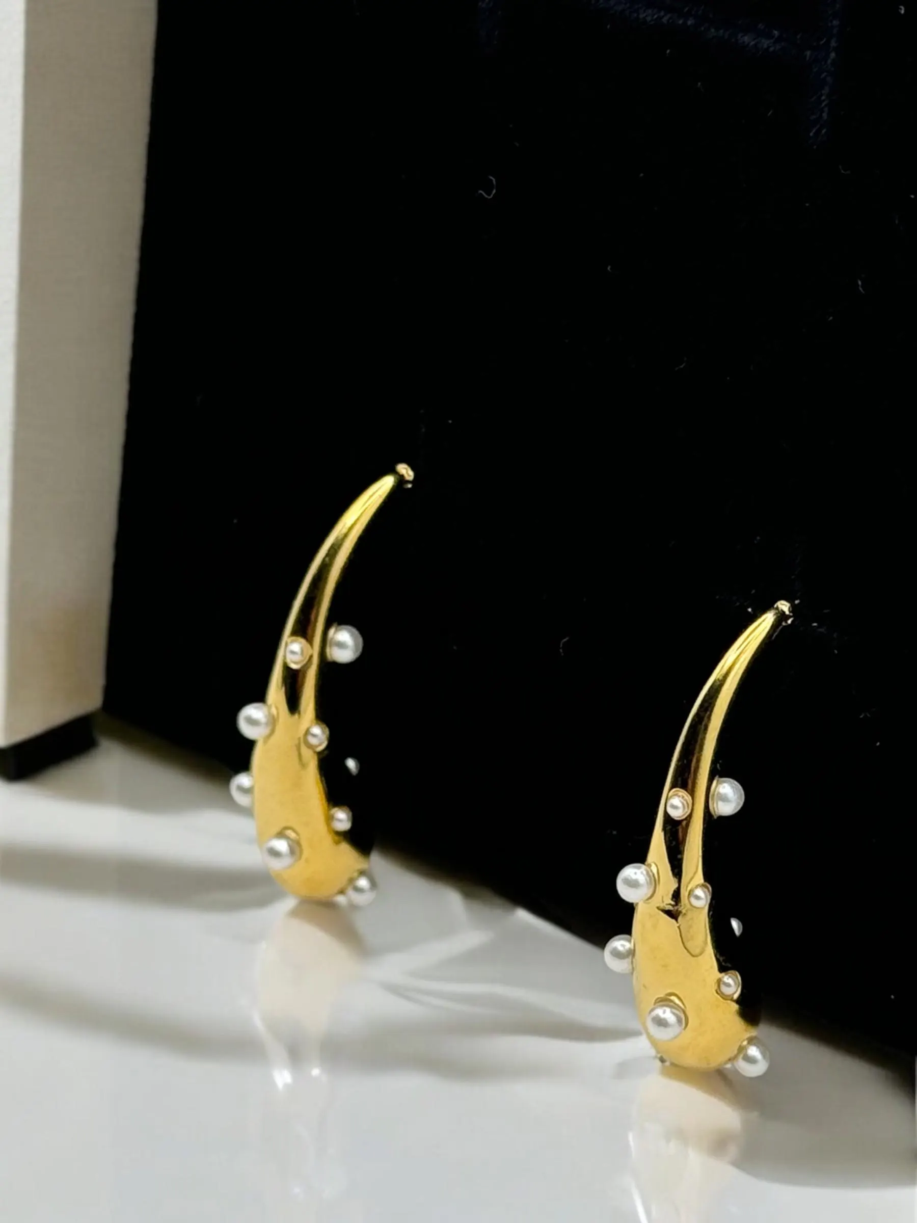 Pearl Drop Earrings: Gold Plated, Non Tarnish, Sensitive Skin-Friendly - image 5