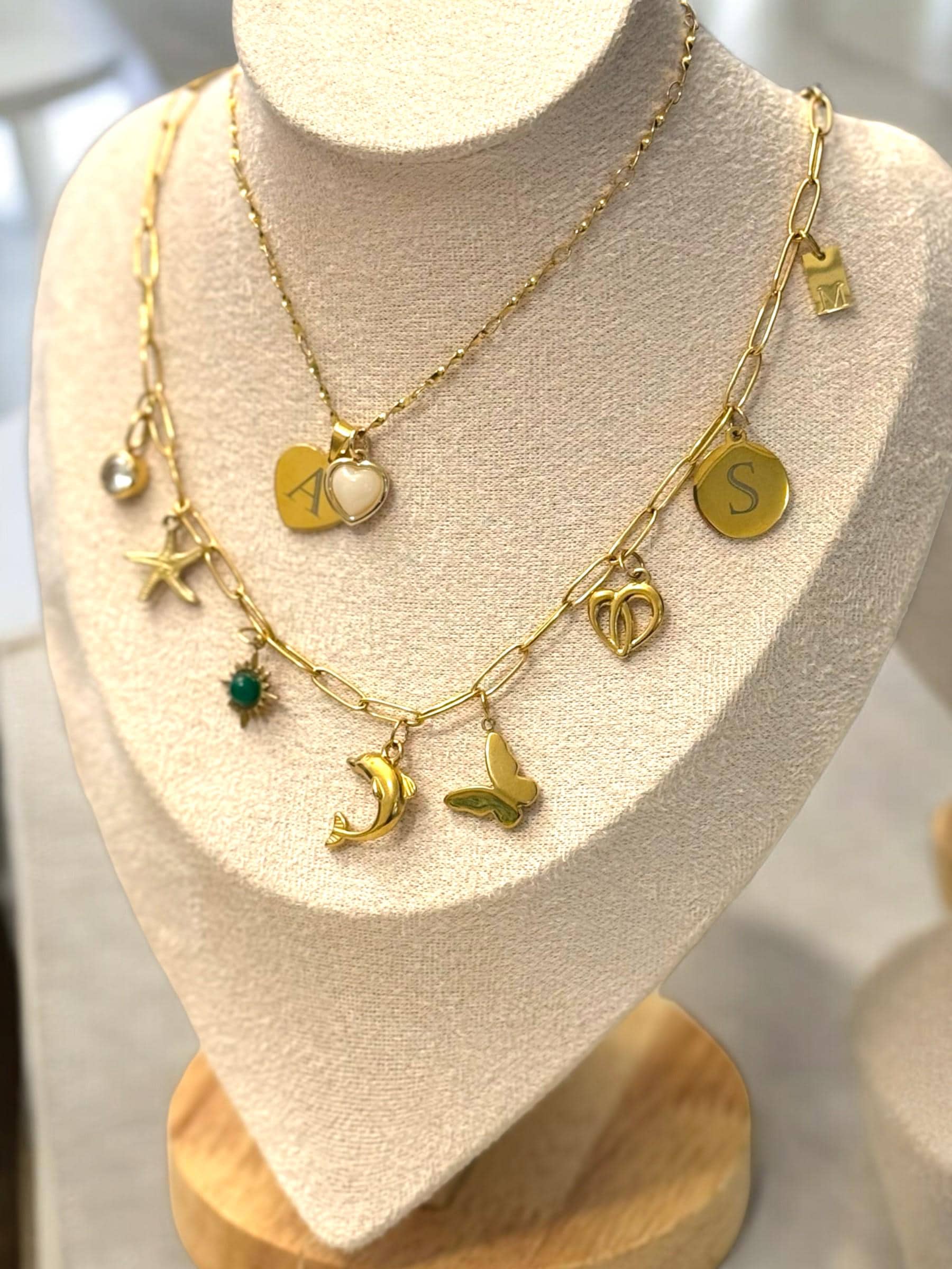 Personalized 18K Gold Charm Necklace: Custom Initial Pendant