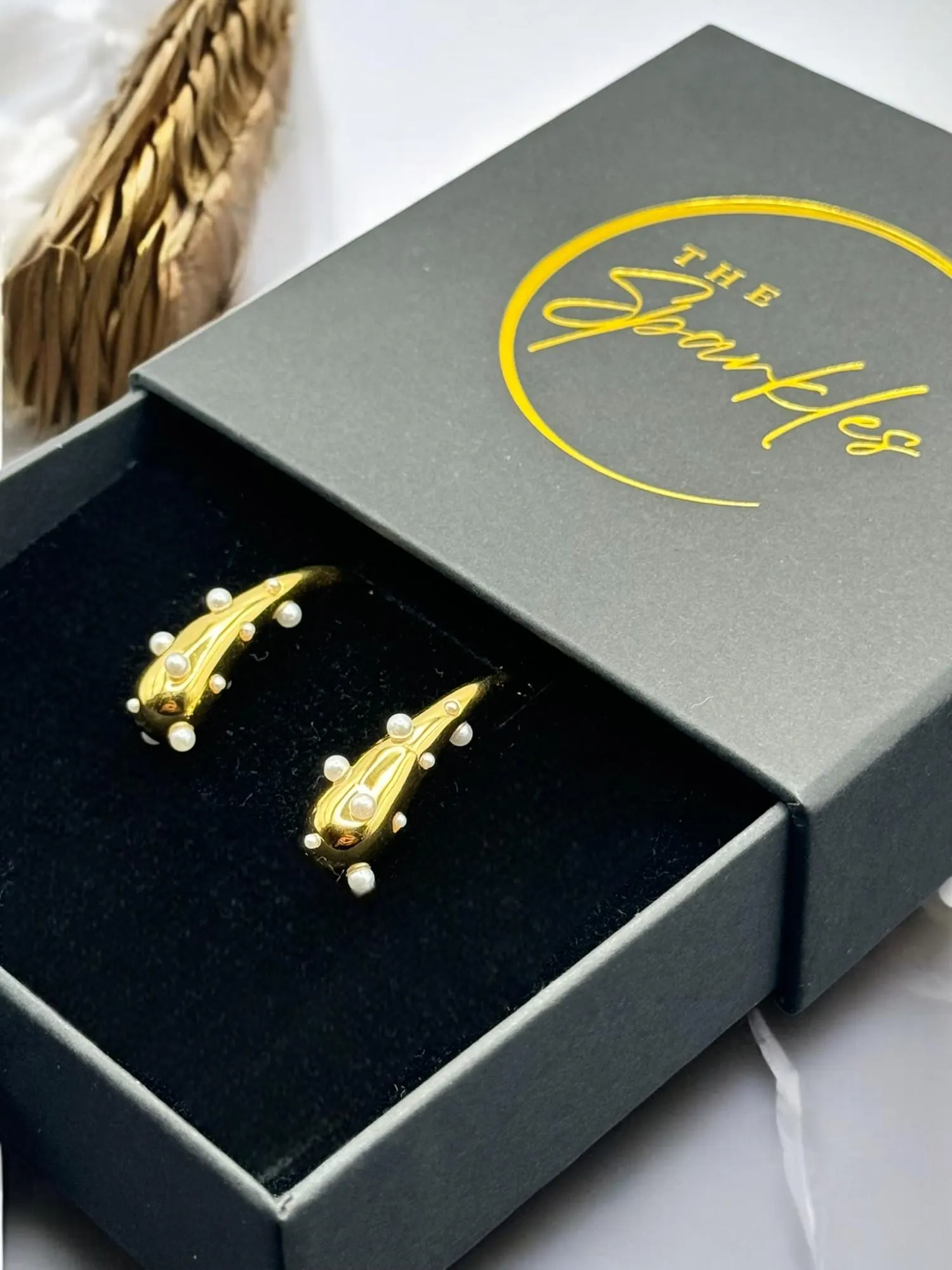 Pearl Drop Earrings: Gold Plated, Non Tarnish, Sensitive Skin-Friendly