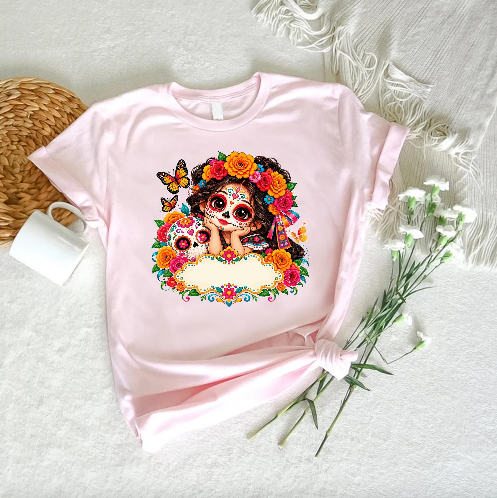 Dia De Los Muertos T-Shirt, Sugar Skull Girl Tee, Mexican Heritage Gift - image 4