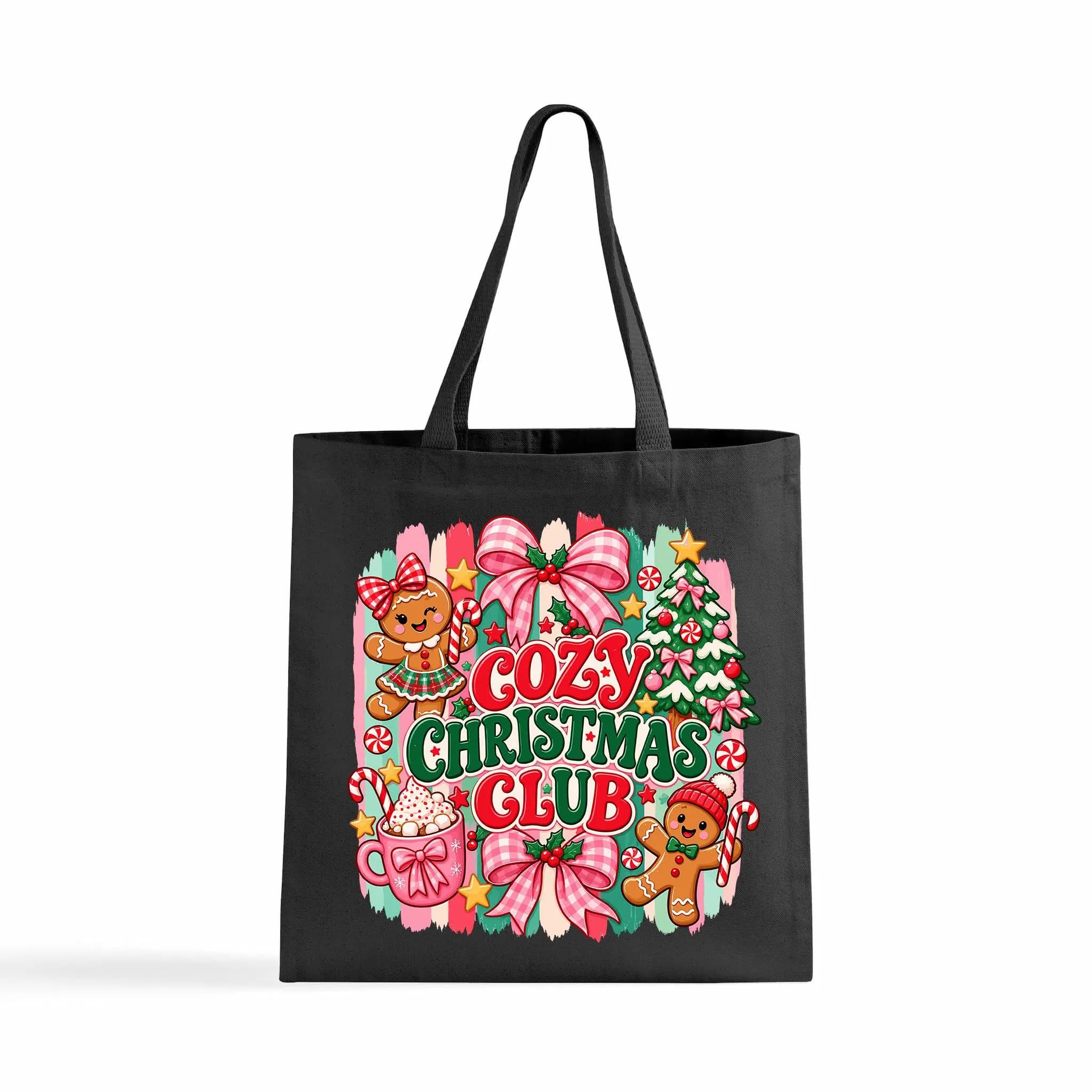 Cozy Christmas Club Canvas Tote Bag Adorable Gingerbread Festive Gift - image 4