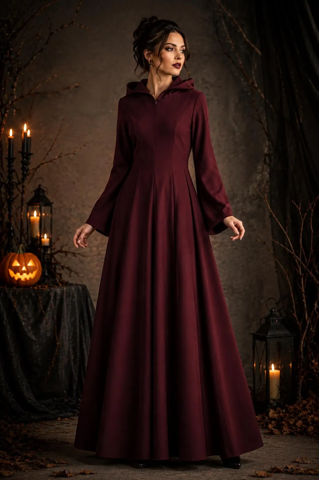 Witch Dress Sewing Pattern PDF, Hooded Gothic Dress Pattern, Halloween Costume Sewing Pattern, Flared Sleeve Dress, Women Digital Pattern - image 5