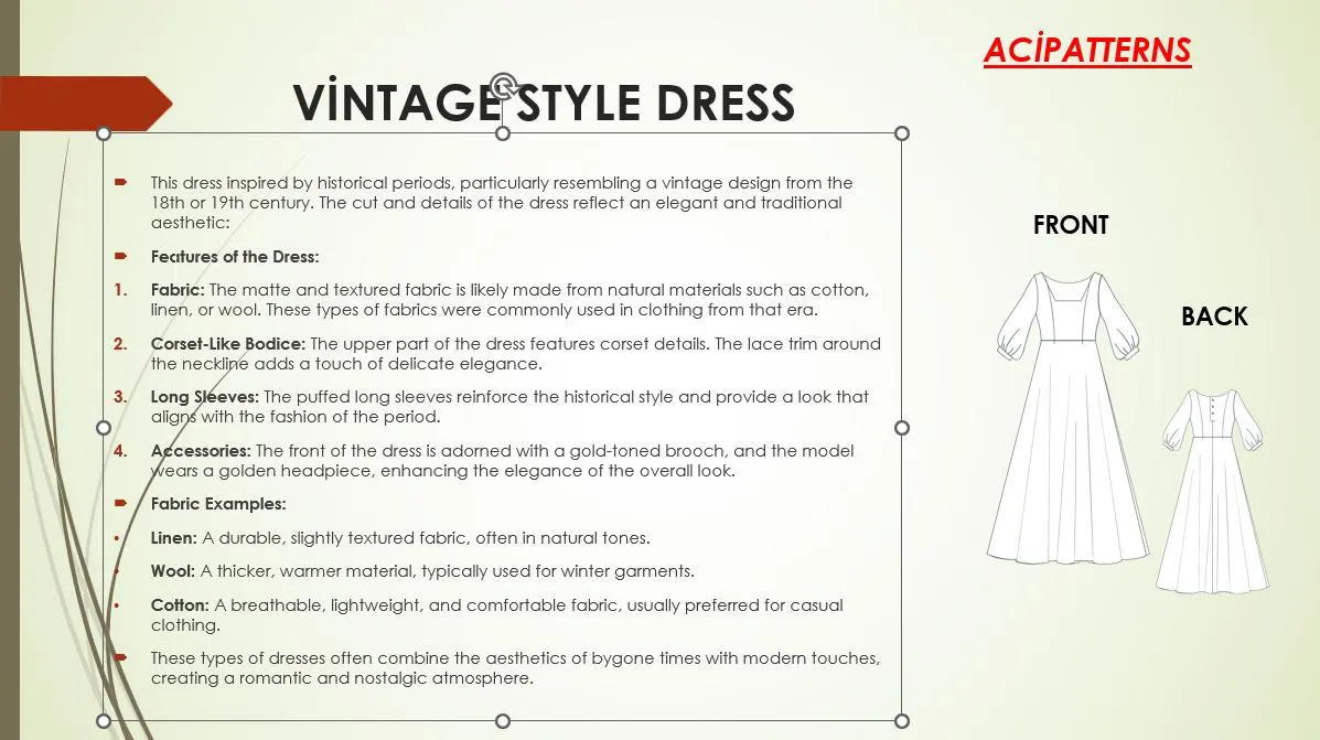 Vintage Style Dress Sewing Pattern,Renaissance Medieval Cosplay Dress,sewing pattern, (PDF Pattern) 2 To 30 A4 A0 Format - image 4