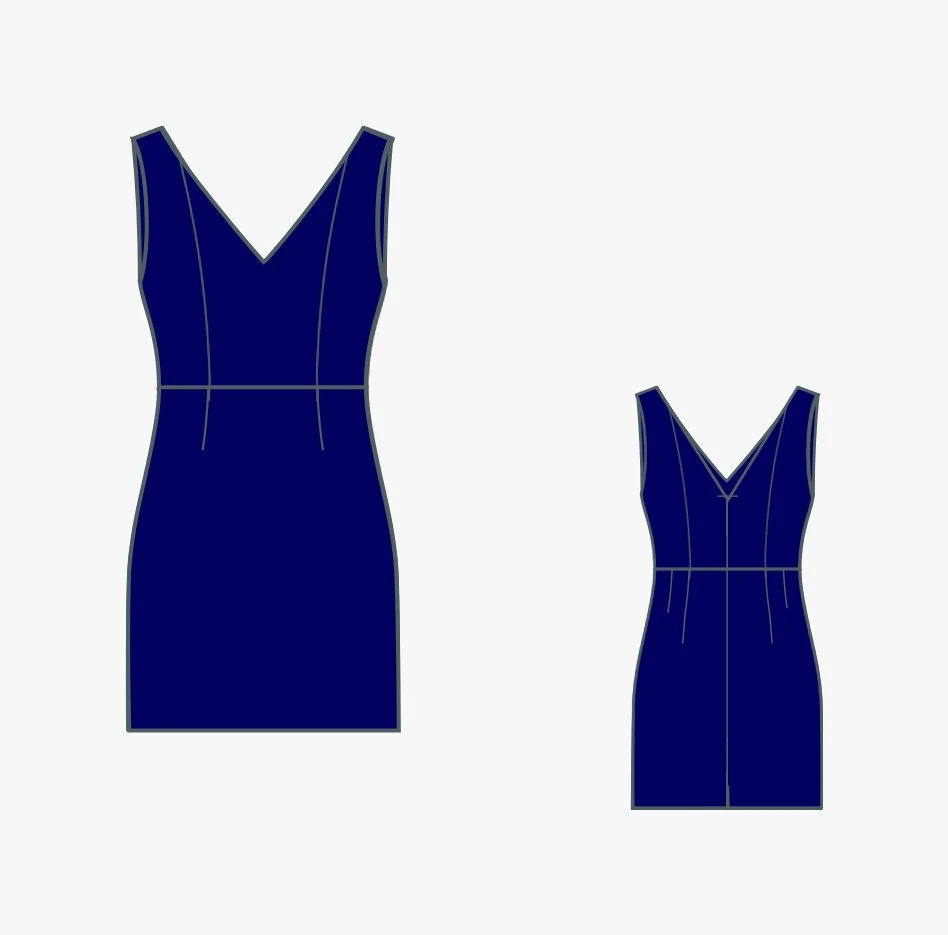 V-Neck Mini Dress Sewing Pattern, Ladies Size 2-30 (A4-US LETTER-A0) (PDF Pattern)