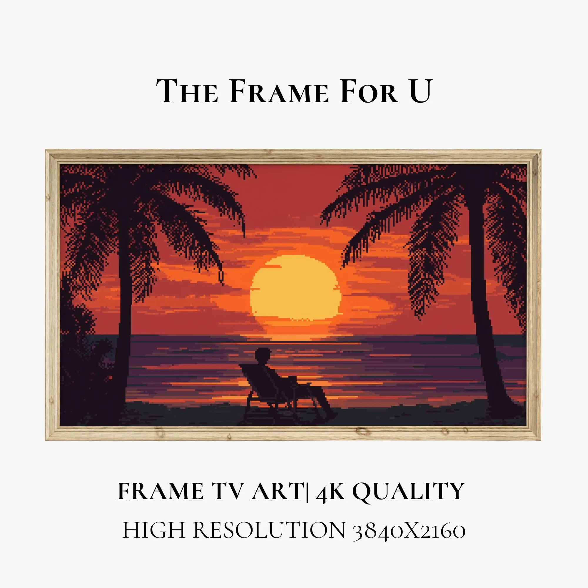 Tropical Sunset Beach Pixel Art for Samsung Frame TV (Digital Download) TV0278