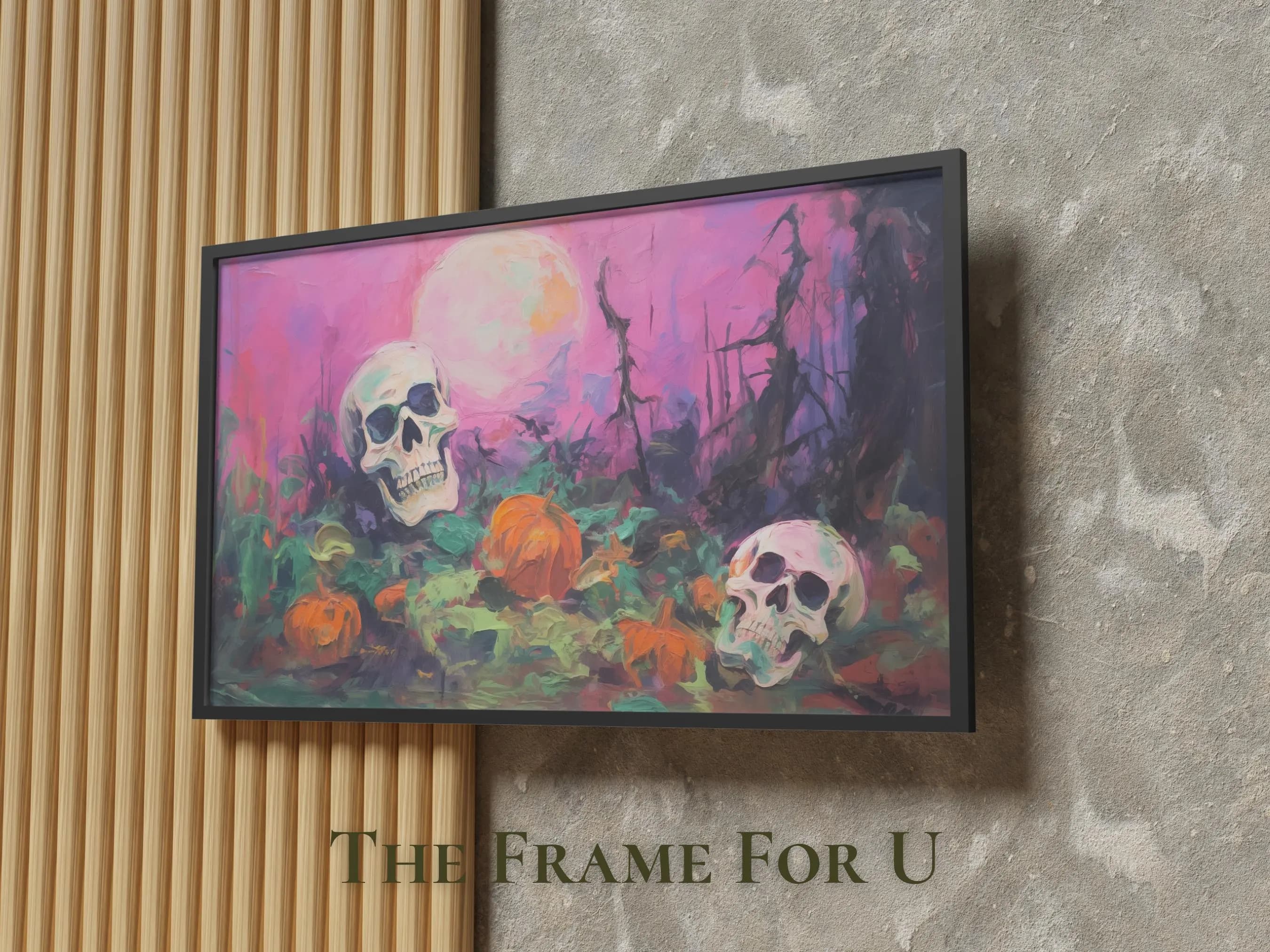 Halloween Skull & Pumpkin Frame TV Art, Spooky Fall Decor (Digital Download) TV0398 - image 4