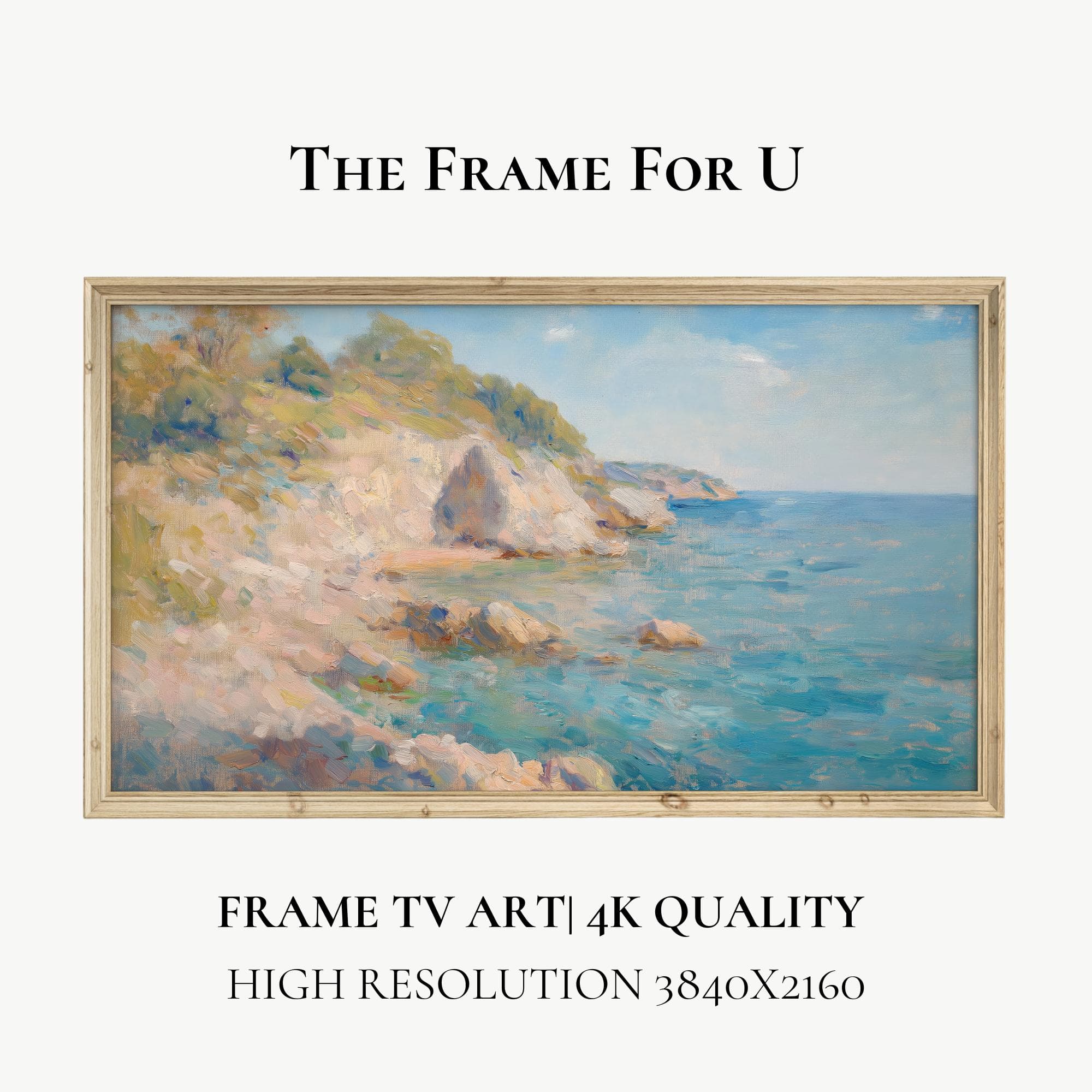 Summer Coastal TV Art - Tranquil Ocean Scene with Cliffs for Samsung Frame TV | Beach House Digital Download | TV0254