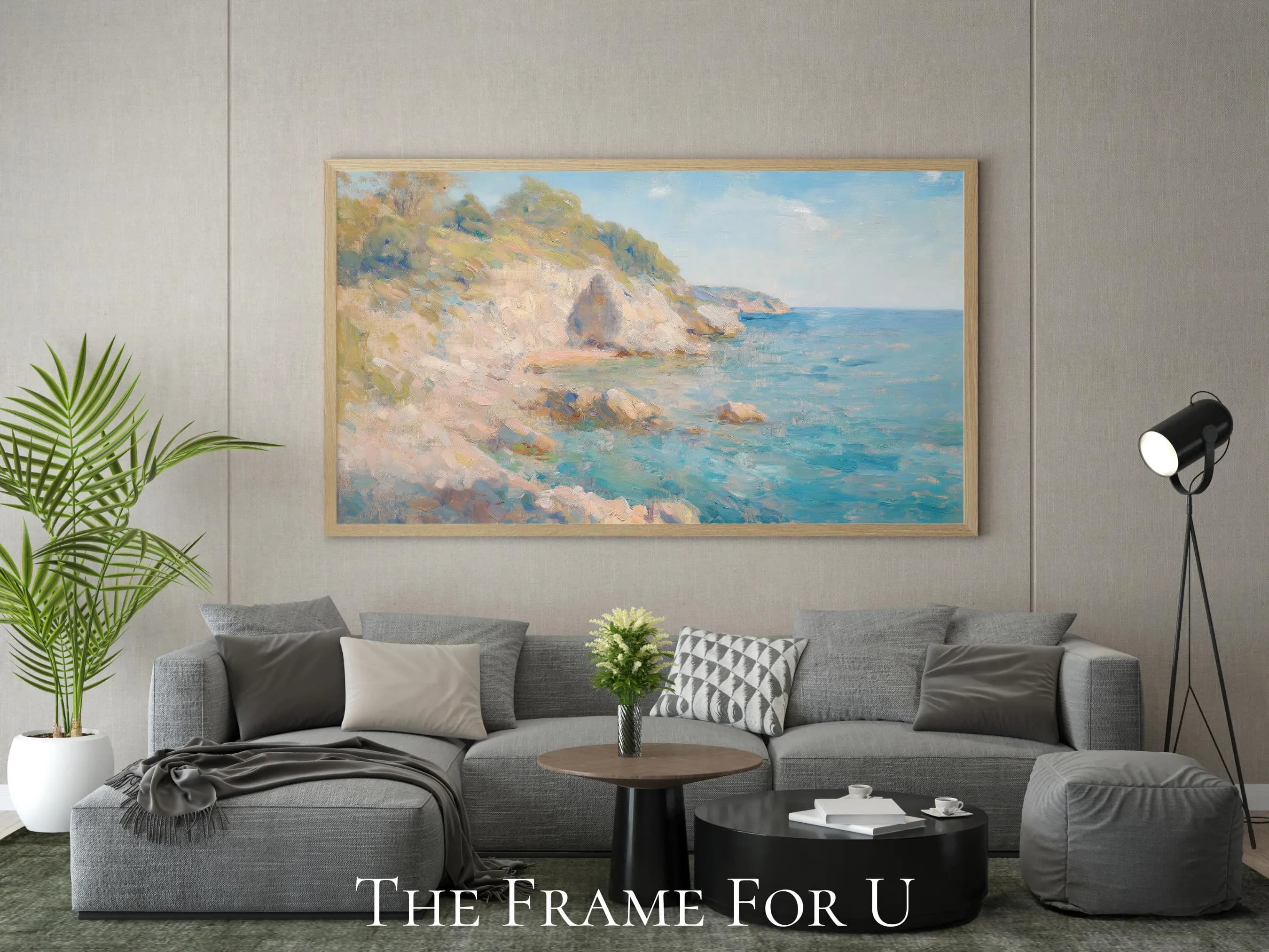 Summer Coastal TV Art - Tranquil Ocean Scene with Cliffs for Samsung Frame TV | Beach House Digital Download | TV0254 - image 5