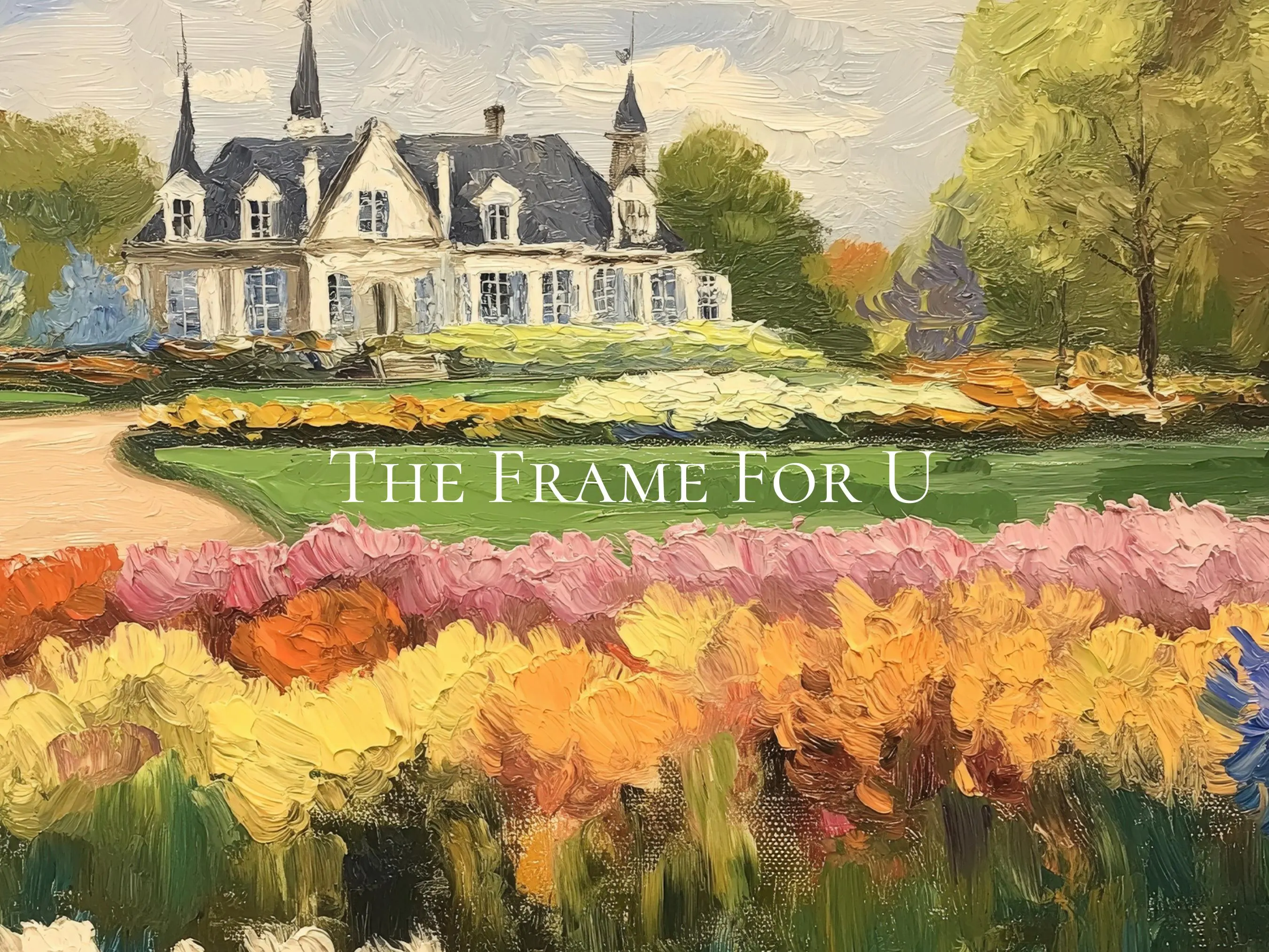 Charming Spring Garden Landscape Art | Impressionist Floral Frame for TV Decor | Vibrant Blooming Flowers Wall Display | TV01107 - image 3