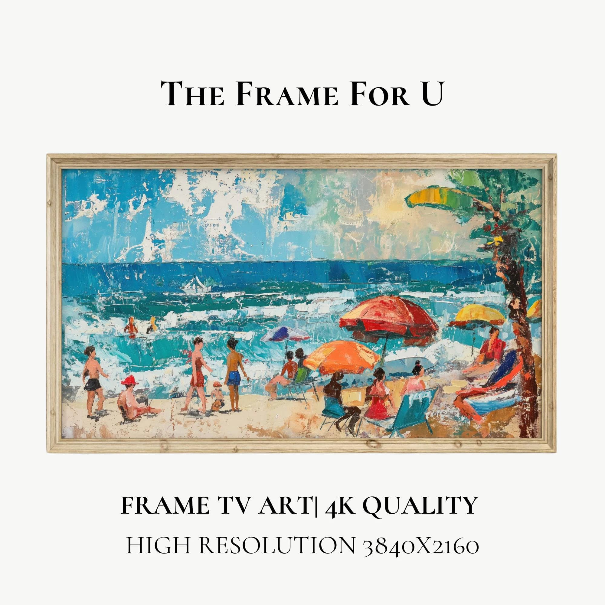 Beach Day Painting for Samsung Frame TV, Coastal Summer Art (Digital Download) TV0296