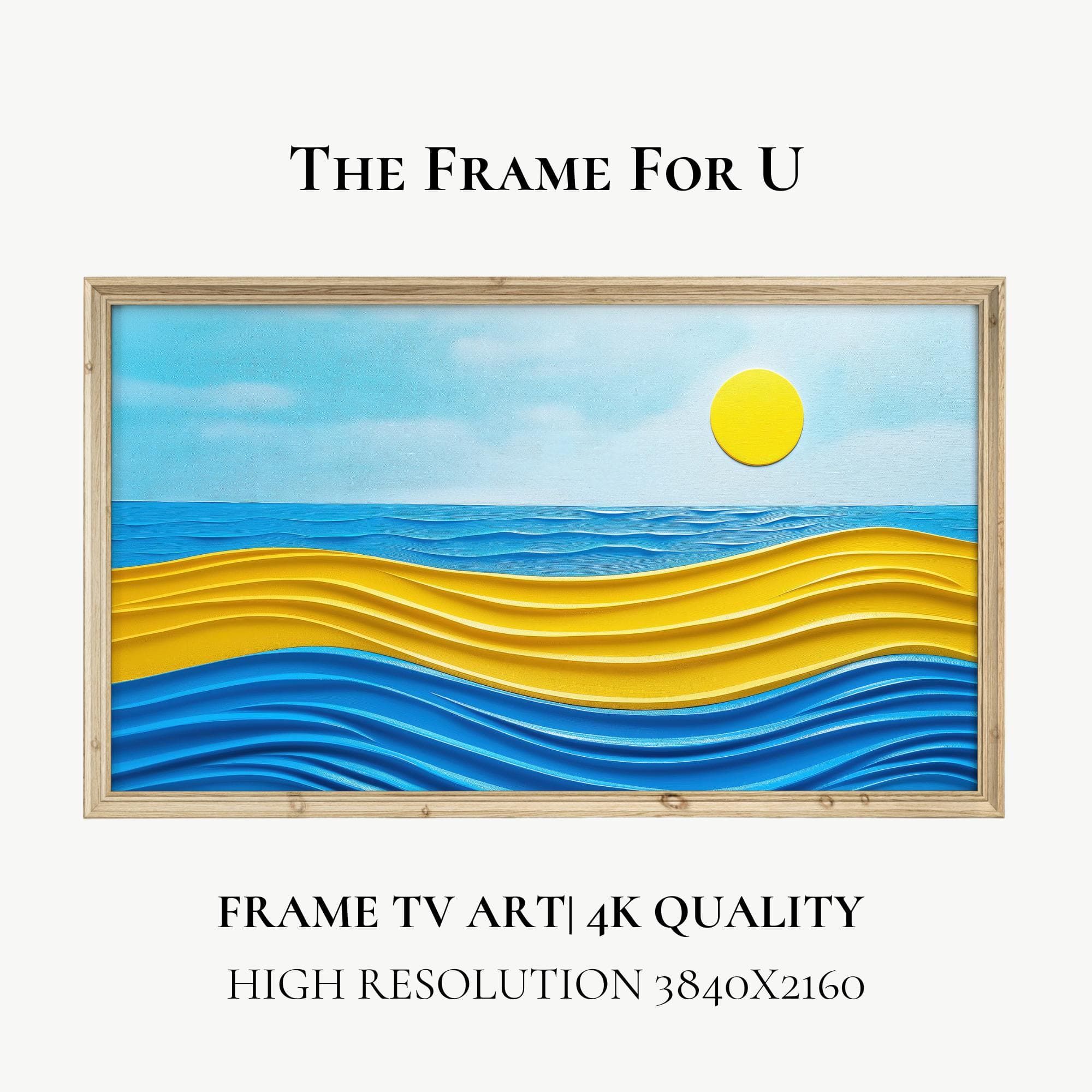 Abstract Beach Frame TV Art, Blue and Yellow Coastal Theme (Digital Download) TV0279