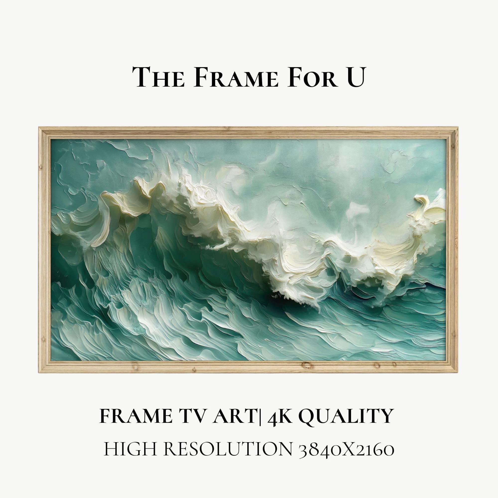 Samsung Frame TV Art, 3D Abstract Ocean Waves Seascape, Digital Download, 3D Ocean Waves Painting | TV0253