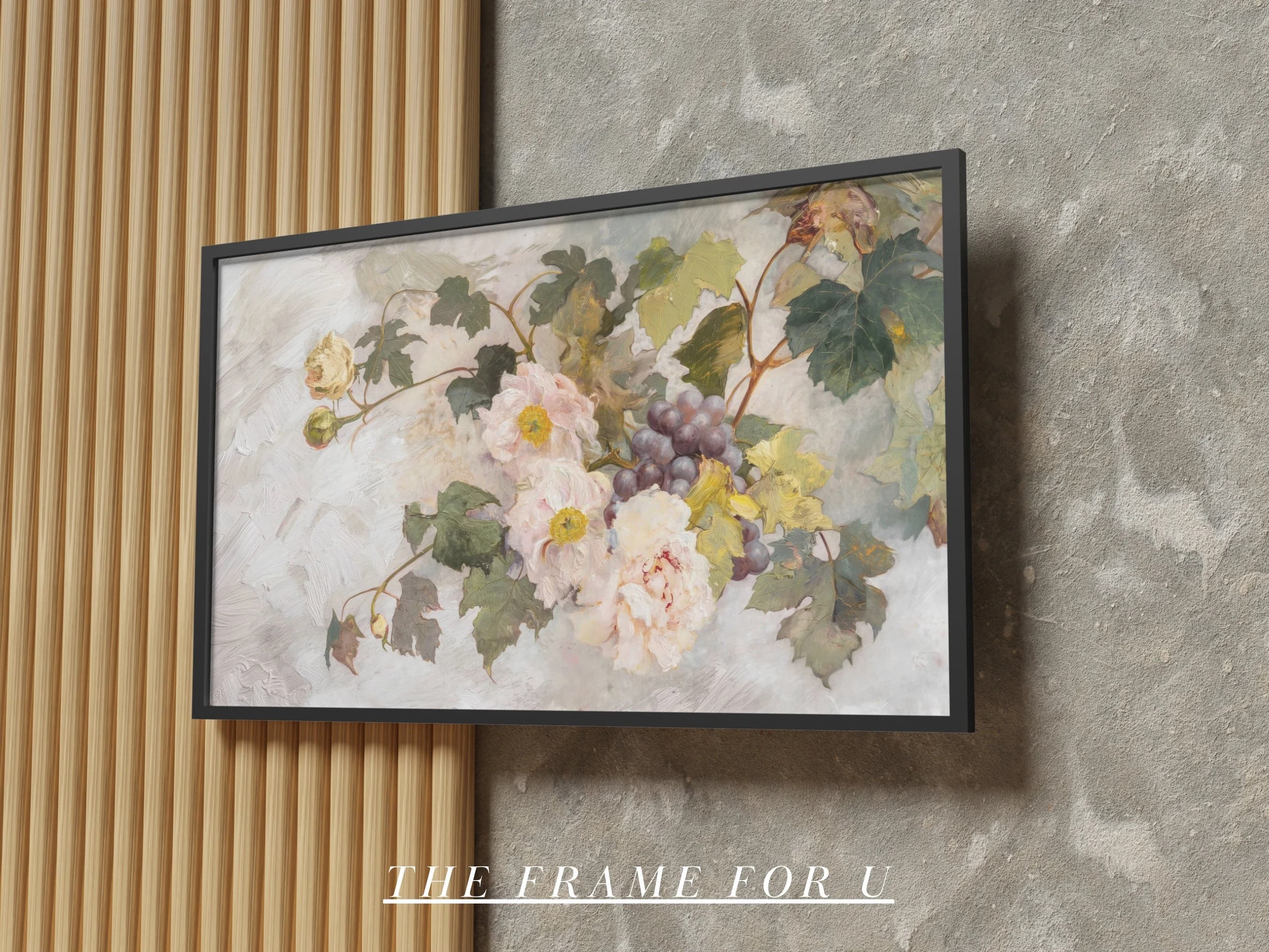 Samsung Frame TV Art, Floral Pink Peonies and Grape Abstract, Art For Frame Tv, Oil Painting, Digital Download | TV01104 - image 4