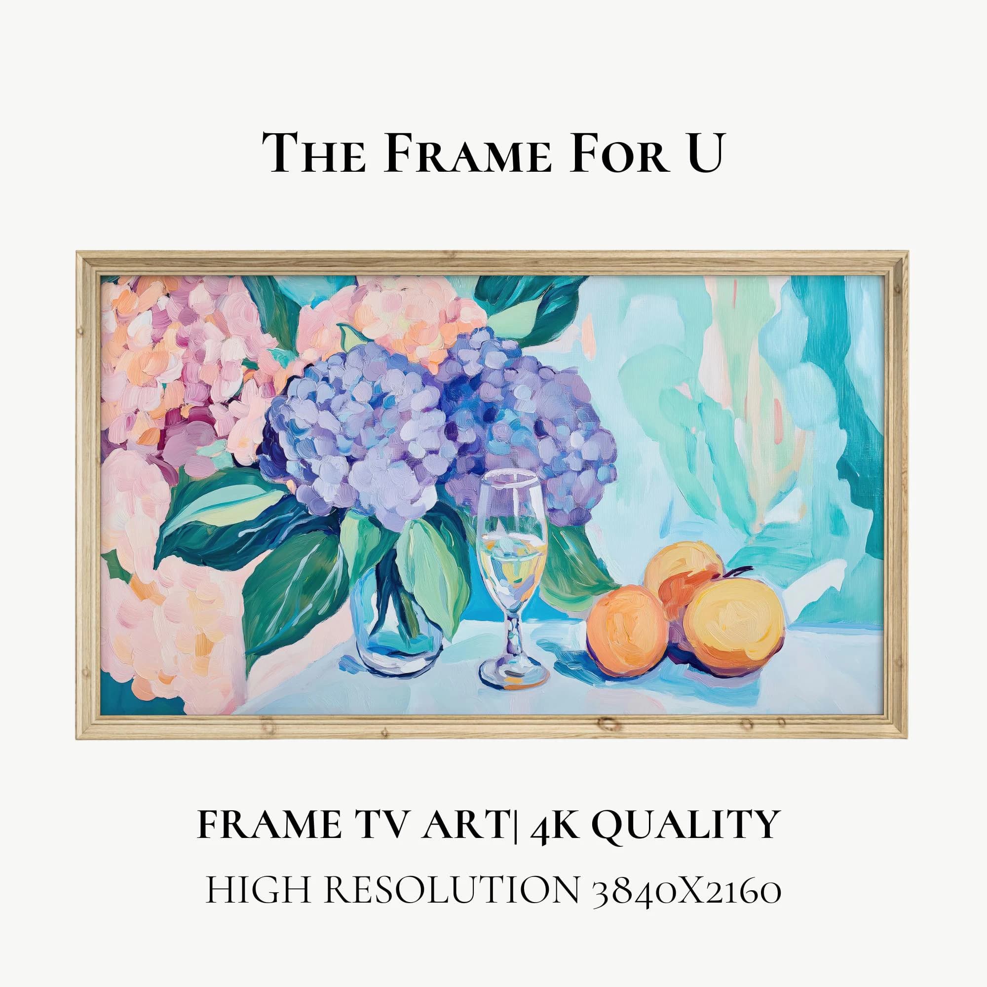 Floral Still Life Frame TV Art, Hydrangea, Fruit (Digital Download) TV0273