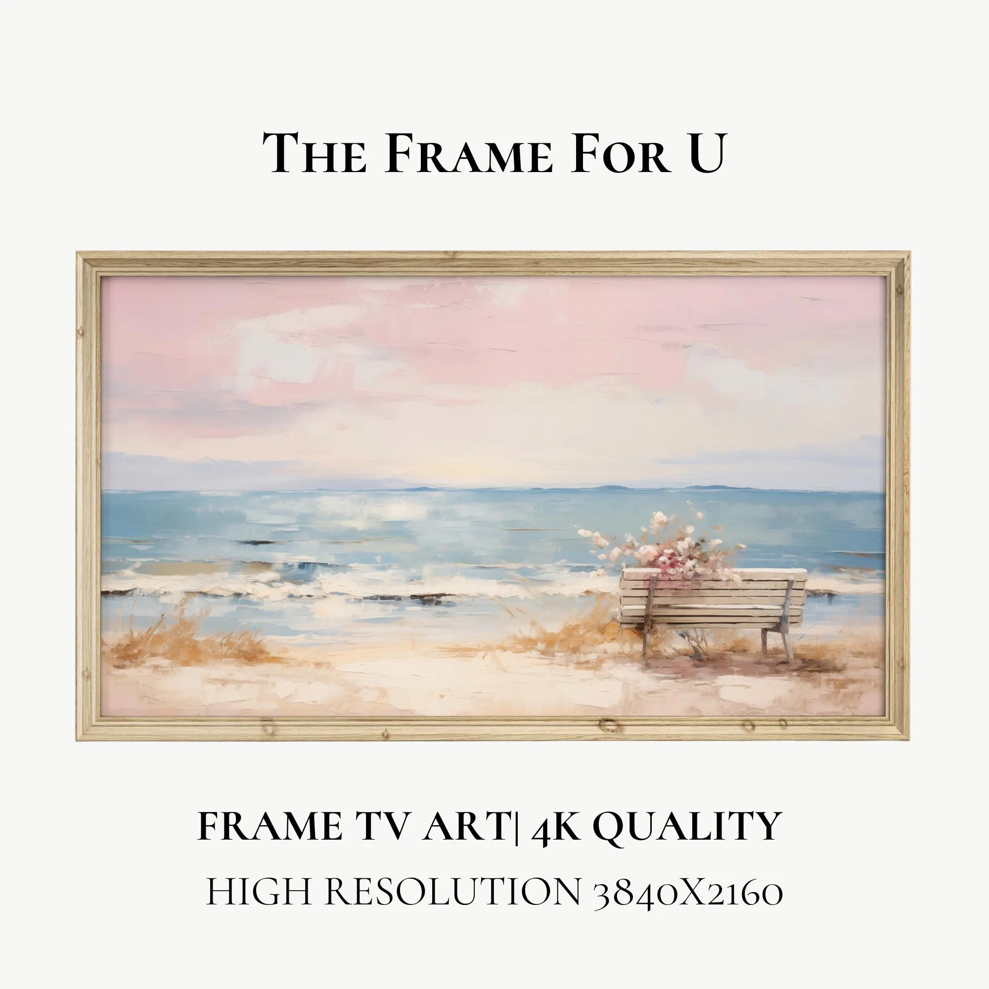 Coastal Bench Beach Scene, Samsung Frame TV Art (Digital Download) TV0264